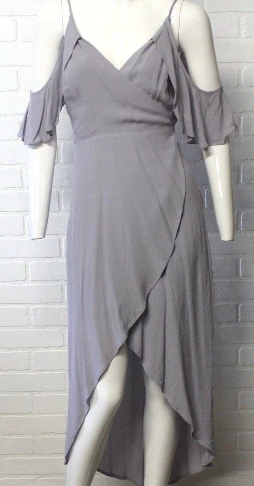 NWT Gianni Bini Gray Grey High Low Wrap Cold Shoulder Dress New CHOOSE SIZE