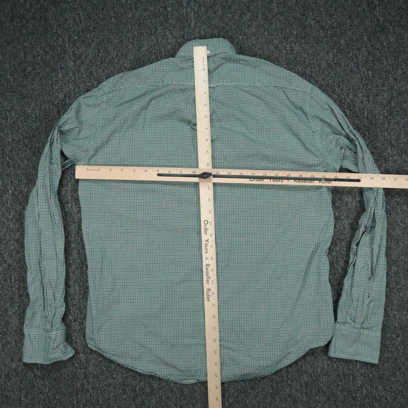 Gustin Shirt Mens XL Green White Check Long Sleeve Gingham Button Down Oxford