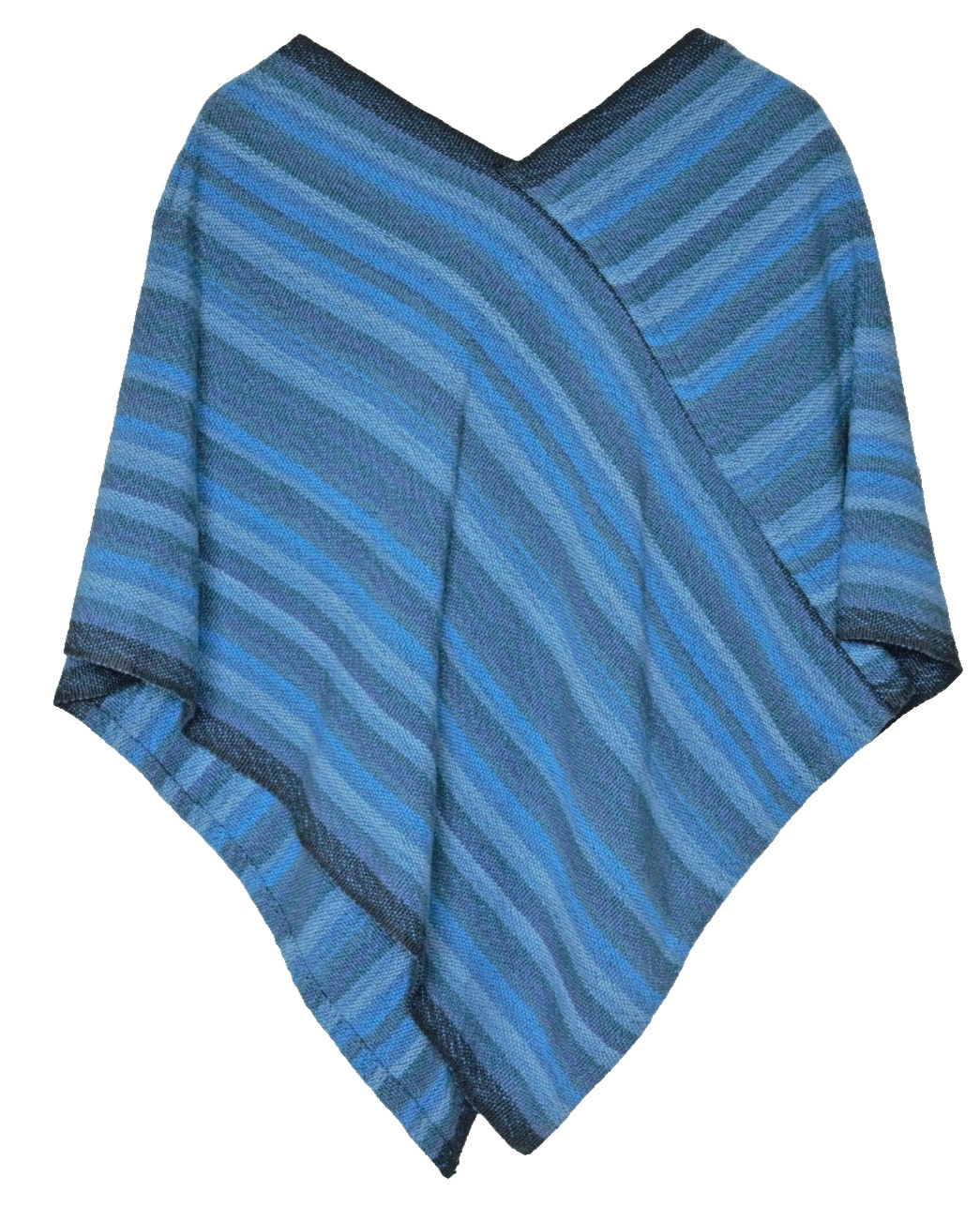 Handmade Poncho Jacket Oceanic Blue Art to Wear Heritage Boho Slow Fashion Craft