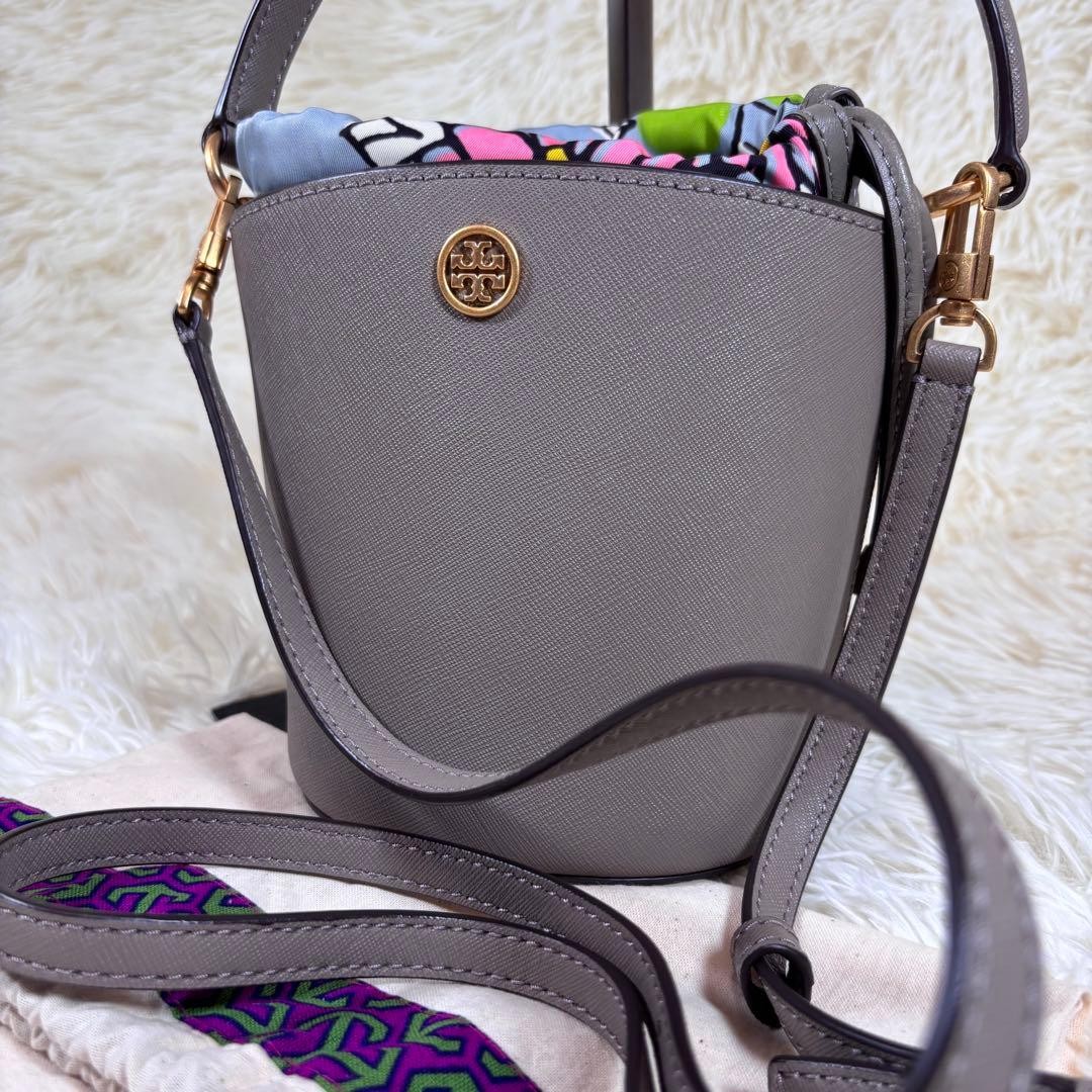 TORY BURCH Robinson Mini Bucket Bag 2way Leather Shoulder Drawstring