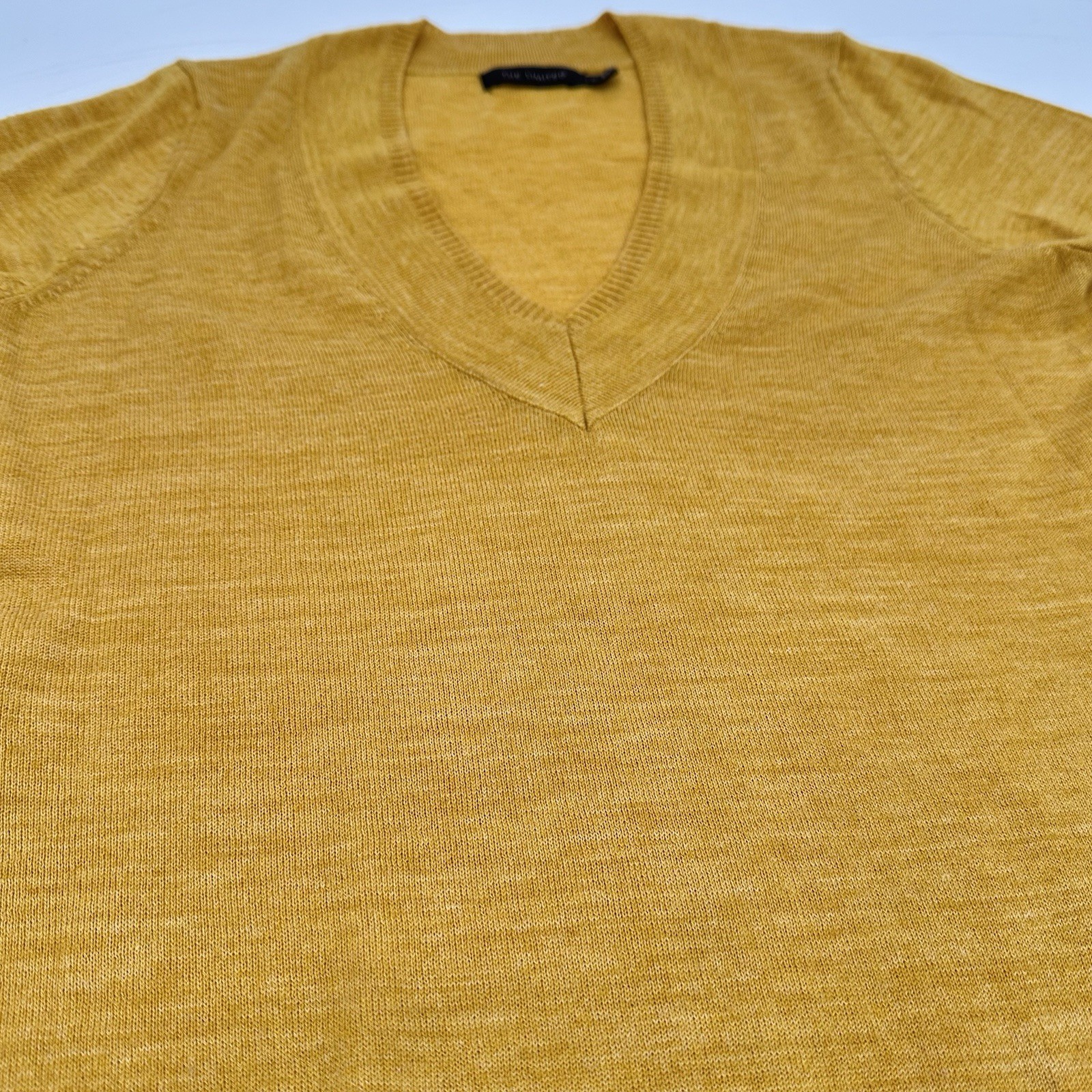 The Limited Merino Wool Blend V Neck Sweater S Mustard Yellow Preppy Office Chic