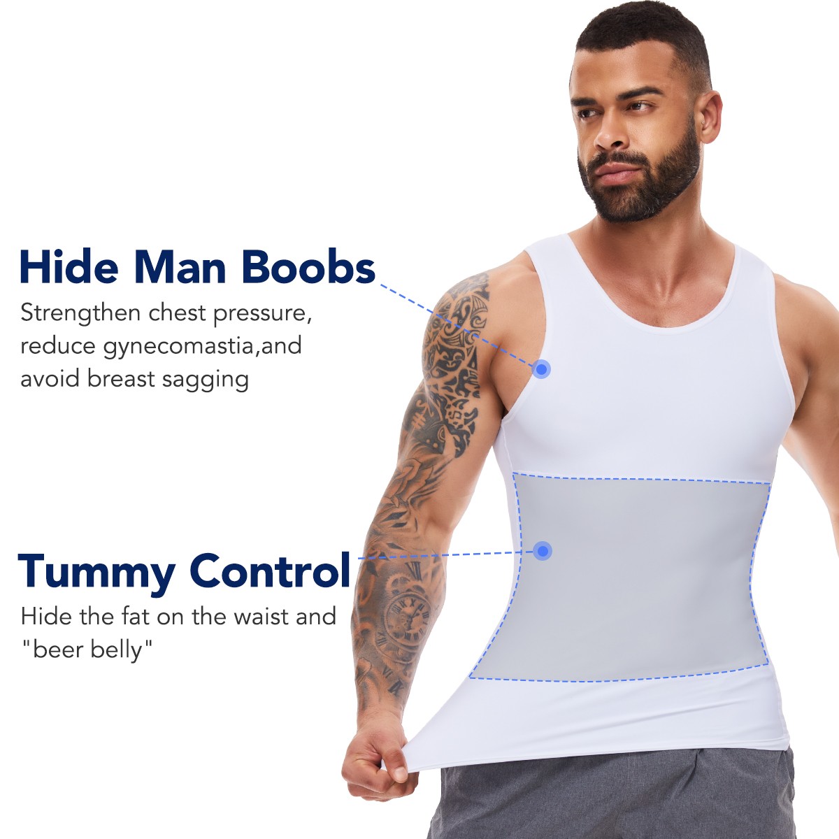 Men Compression Slim Tummy Control Body Shaper Vest Tank Top Shapewear Underwear