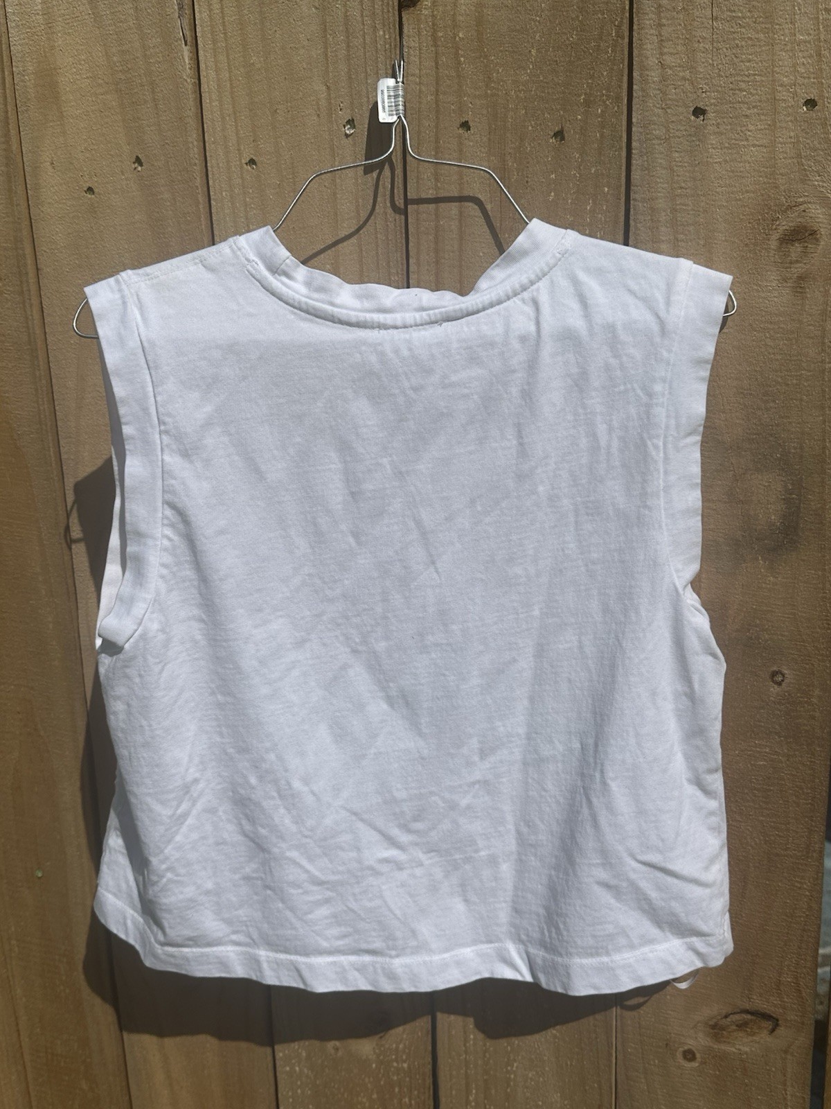 Japna Women’s Ivory Flower Cut-Out Details Sleeveless Tank Top. Size L