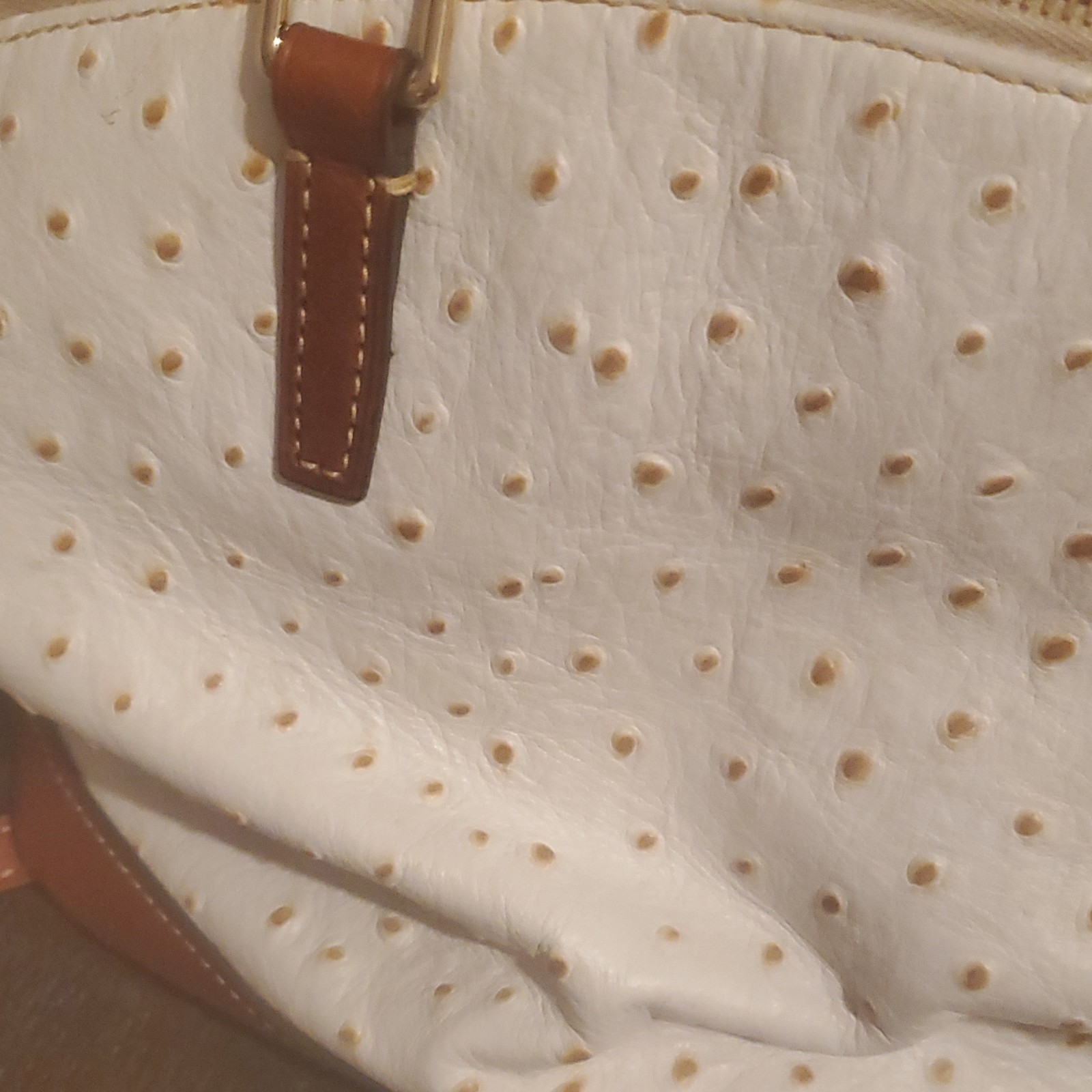 Dooney & Bourke White/Brown Perforated Satchel Zip Detachable Strap Lined