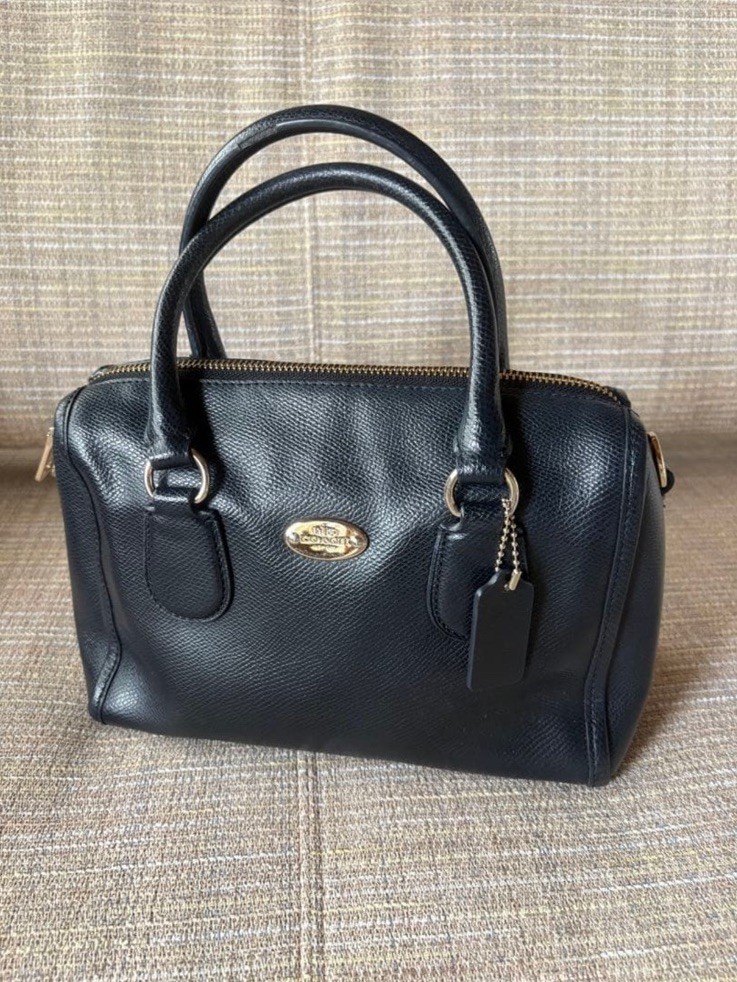 COACH F33329 Mini Bennett Satchel Black Pebbled Leather 2Way Crossbody Bag EUC