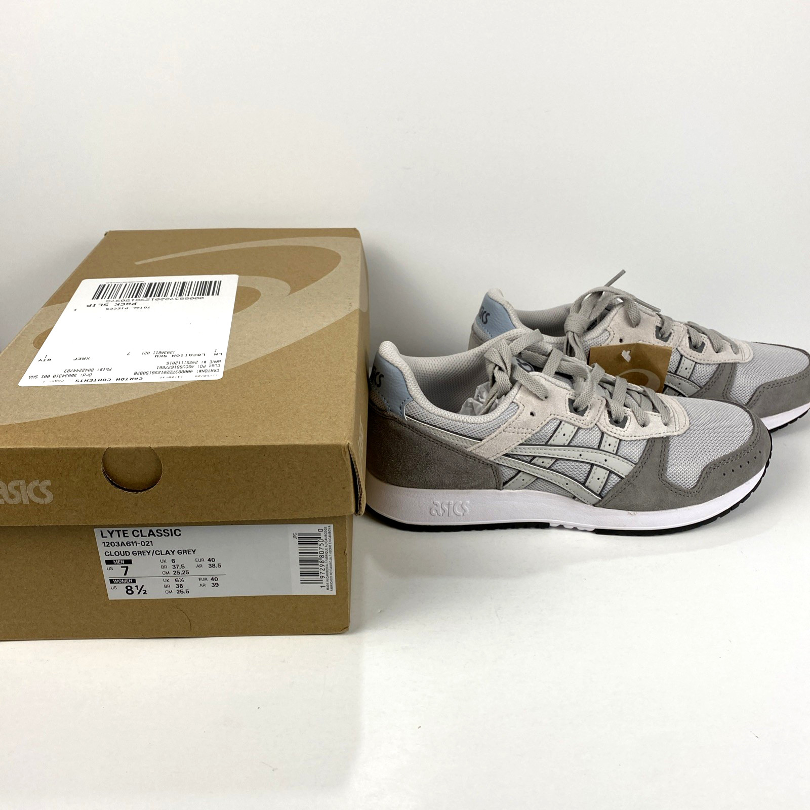 ASICS Lyte Classic Cloud Grey Clay Grey Women’s 8.5 – Men 7 1203A611-021 NWT