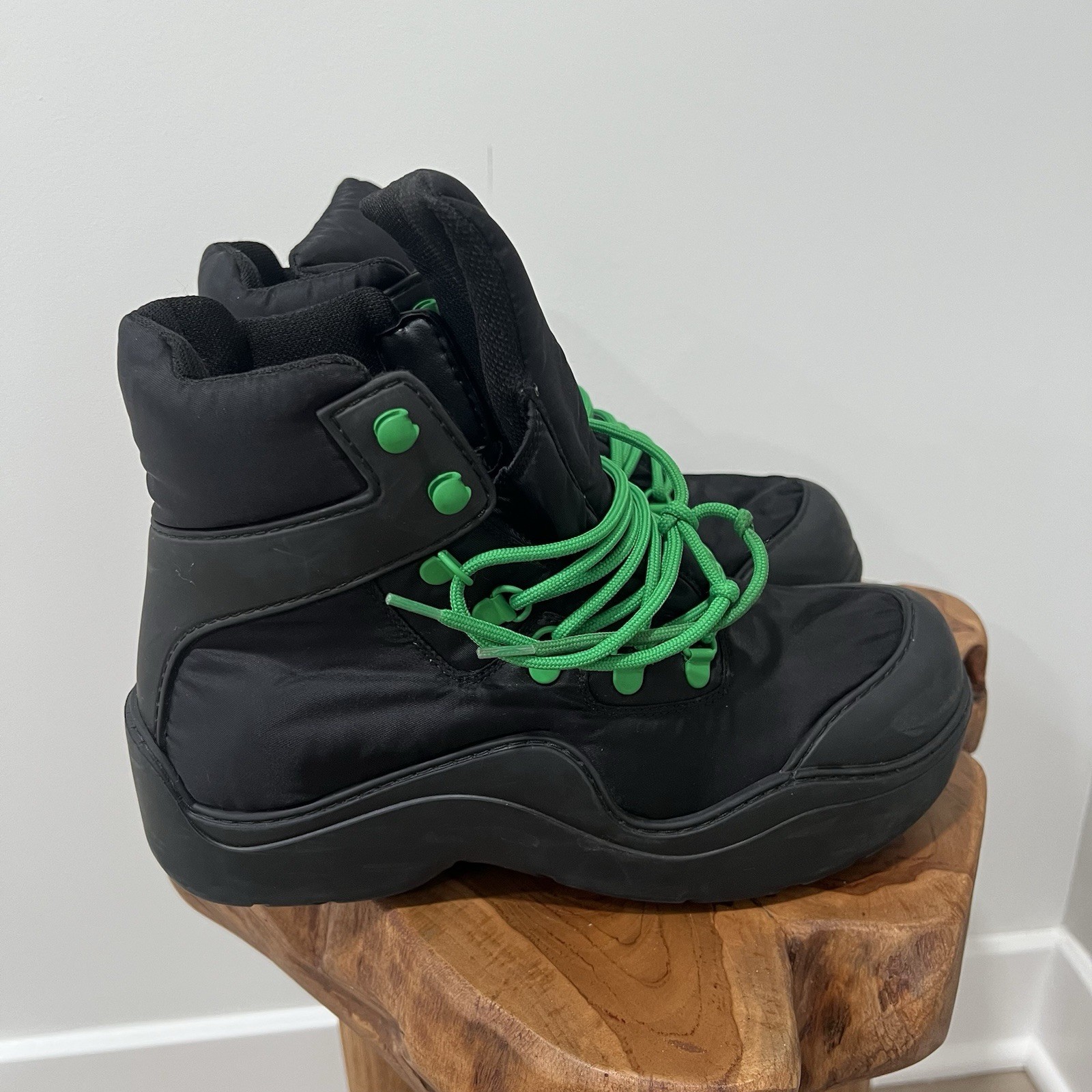 Bottega Veneta Black Nylon Puddle Bomber Boots Size 39