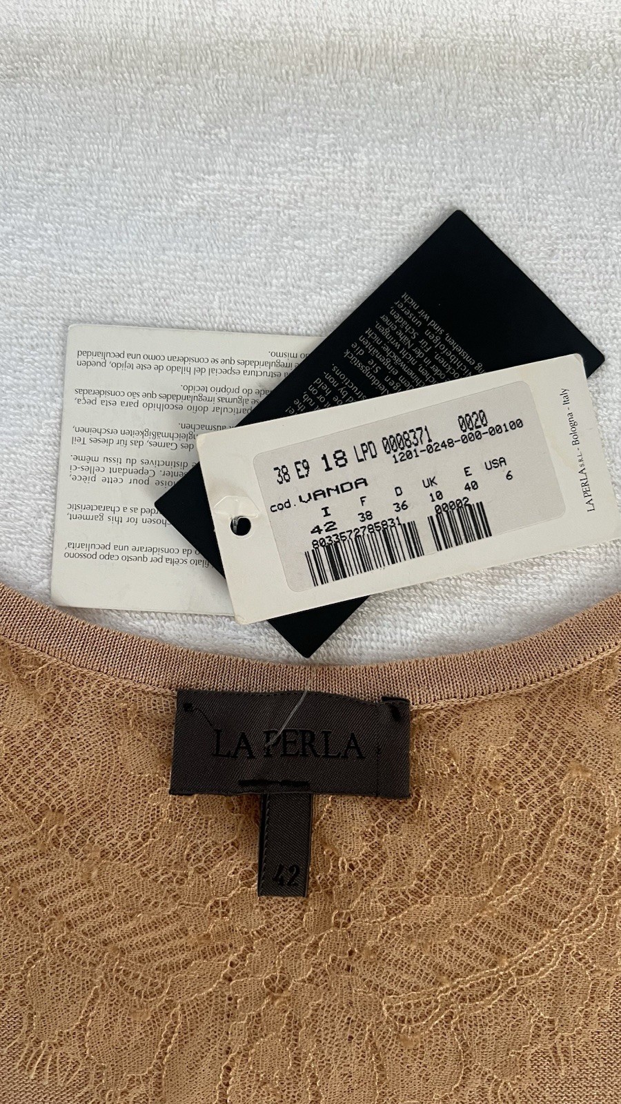 NWT La Perla Vanda Camel Tan Fine Knit Minimalist Tank Top sz US 6 / IT 42 New