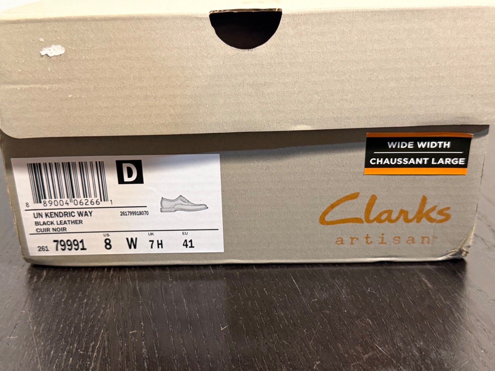 Clarks Un Kendric Way Leather Dress Shoes Black Mens 8W (Wide)