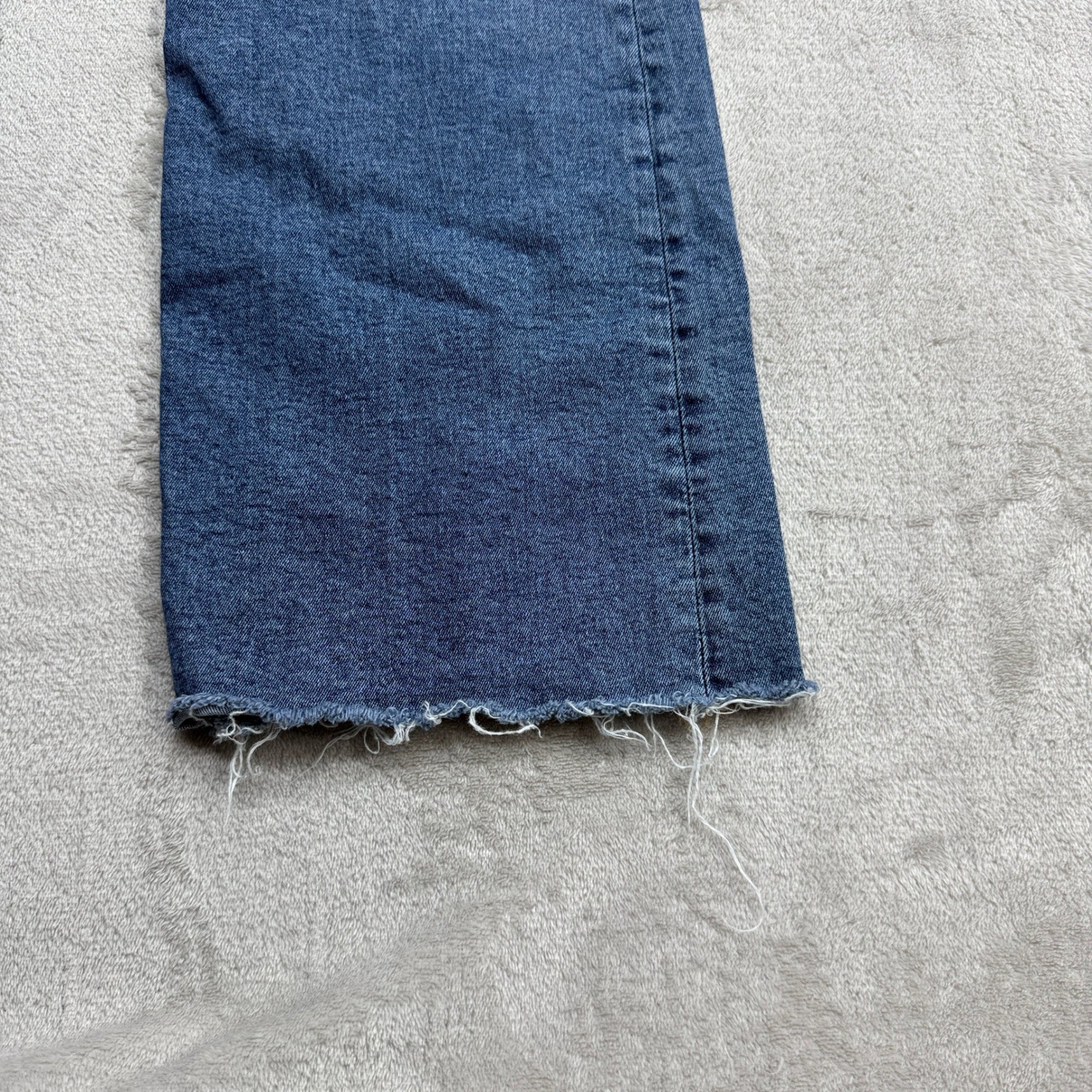 Etica Wide Leg Jeans Womens 26 Blue High Rise Raw Hem Retro 70s Flare Boho Denim