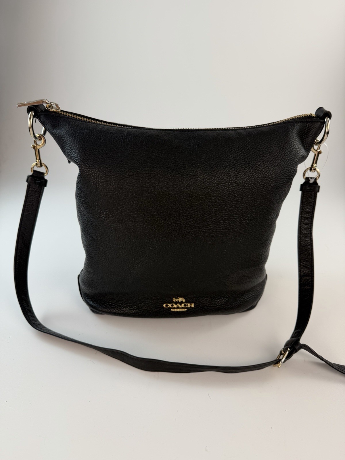 Coach Abby Duffle shoulder bag in black pebbled leather