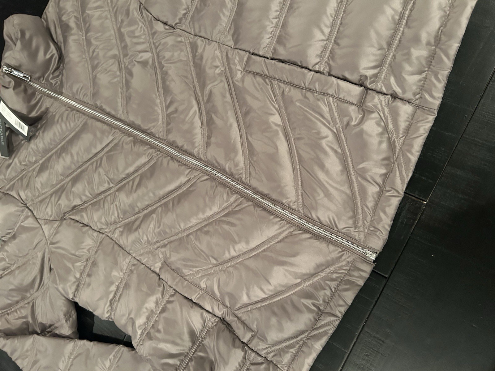 Kenneth Cole Reaction Packable Jacket XL Beige Puffer Quilted Zip Coat Warm NWT