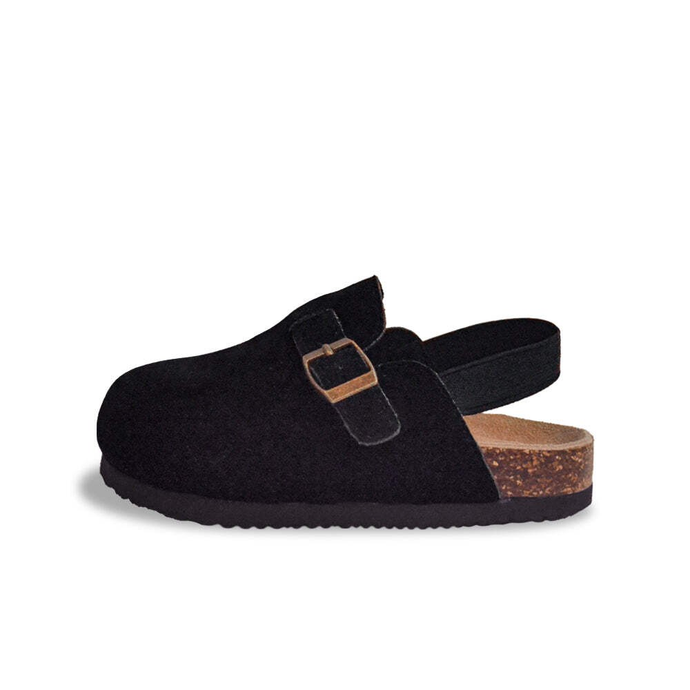 Toddler Kids Suede Nonslip Clogs Adjustable Buckle Cork Footbed Back Strap Shoes