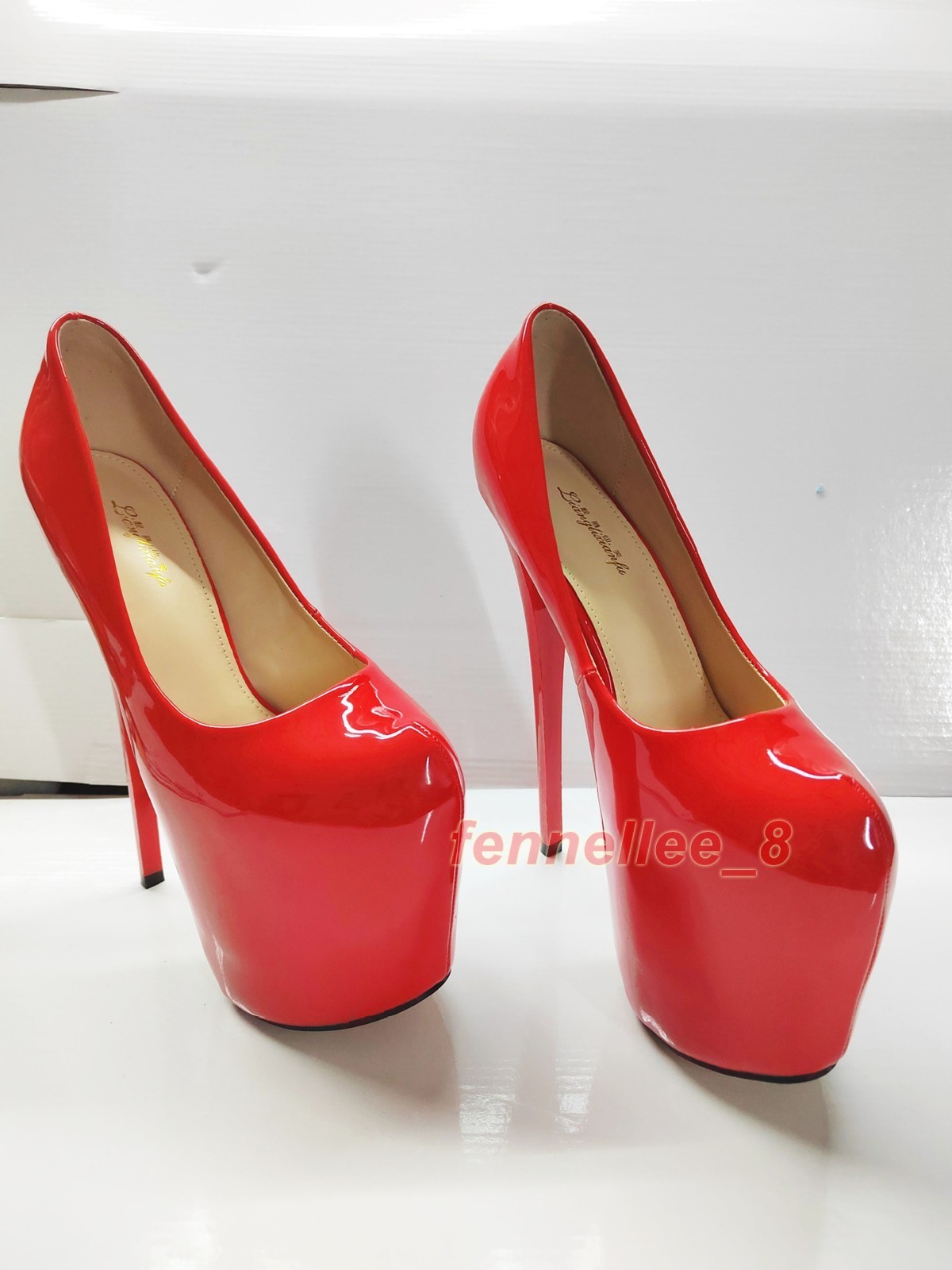 19cm Super High Stiletto Heel Platform Patent Leather Women Pumps Nightclub Sexy