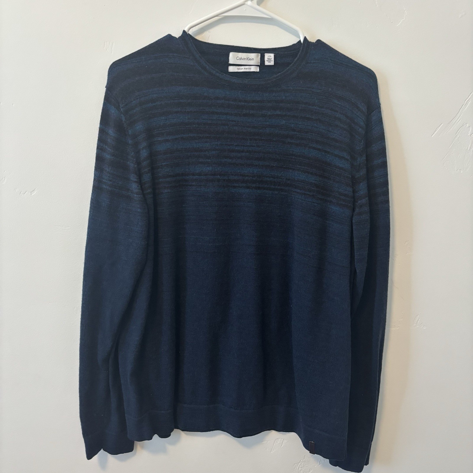 Calvin Klein 100% Italian Merino Wool Crewneck Pullover Sweater Regular Fit L