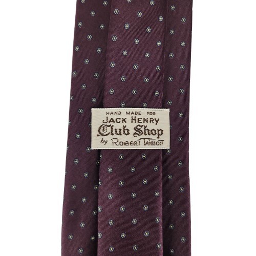 Vtg. Robert Talbott/Jack Henry Burgundy White Foulard Daisies 100% Silk Tie