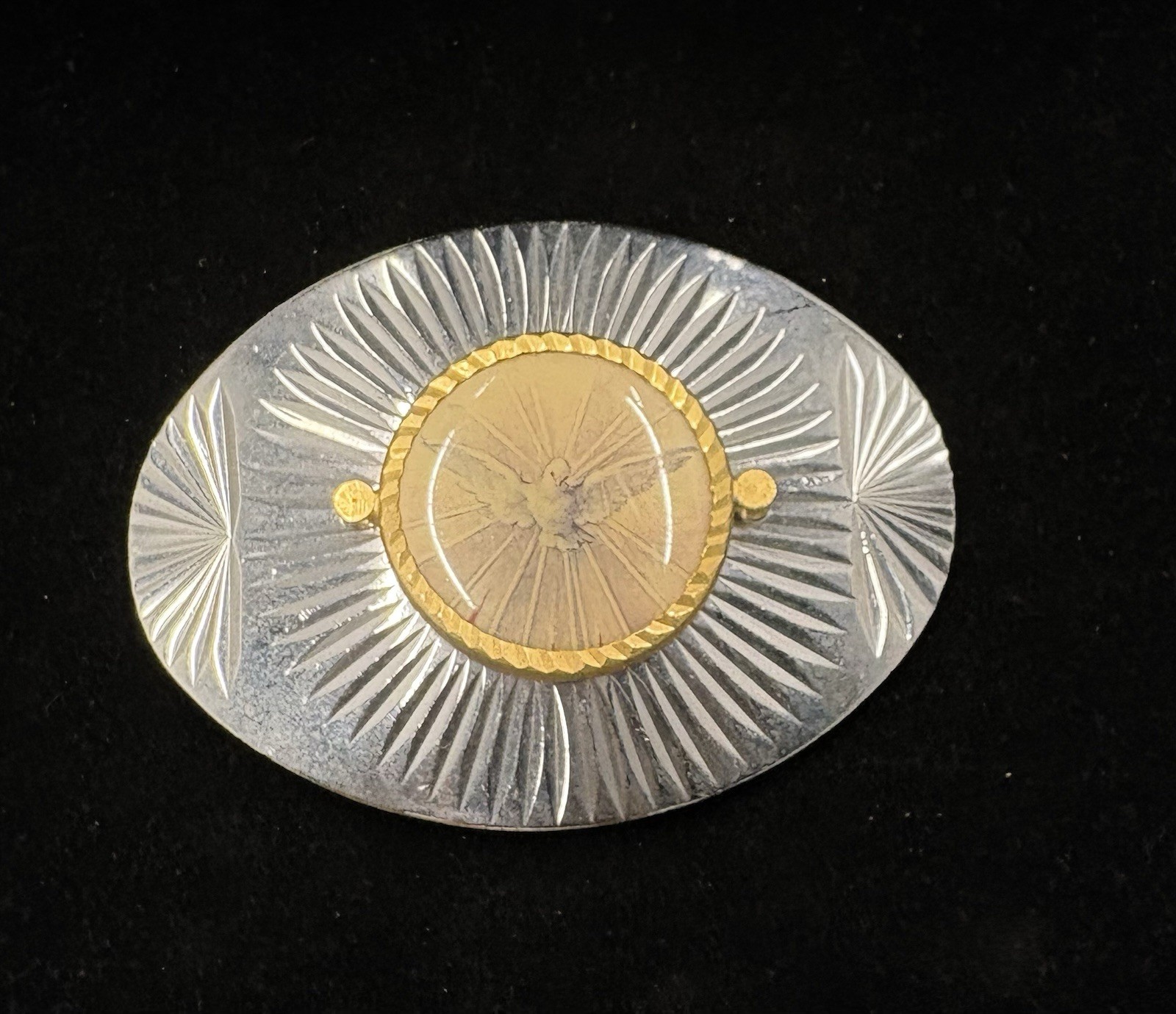 vintage mid-century sunburst belt buckle gold design with a central dome RARE