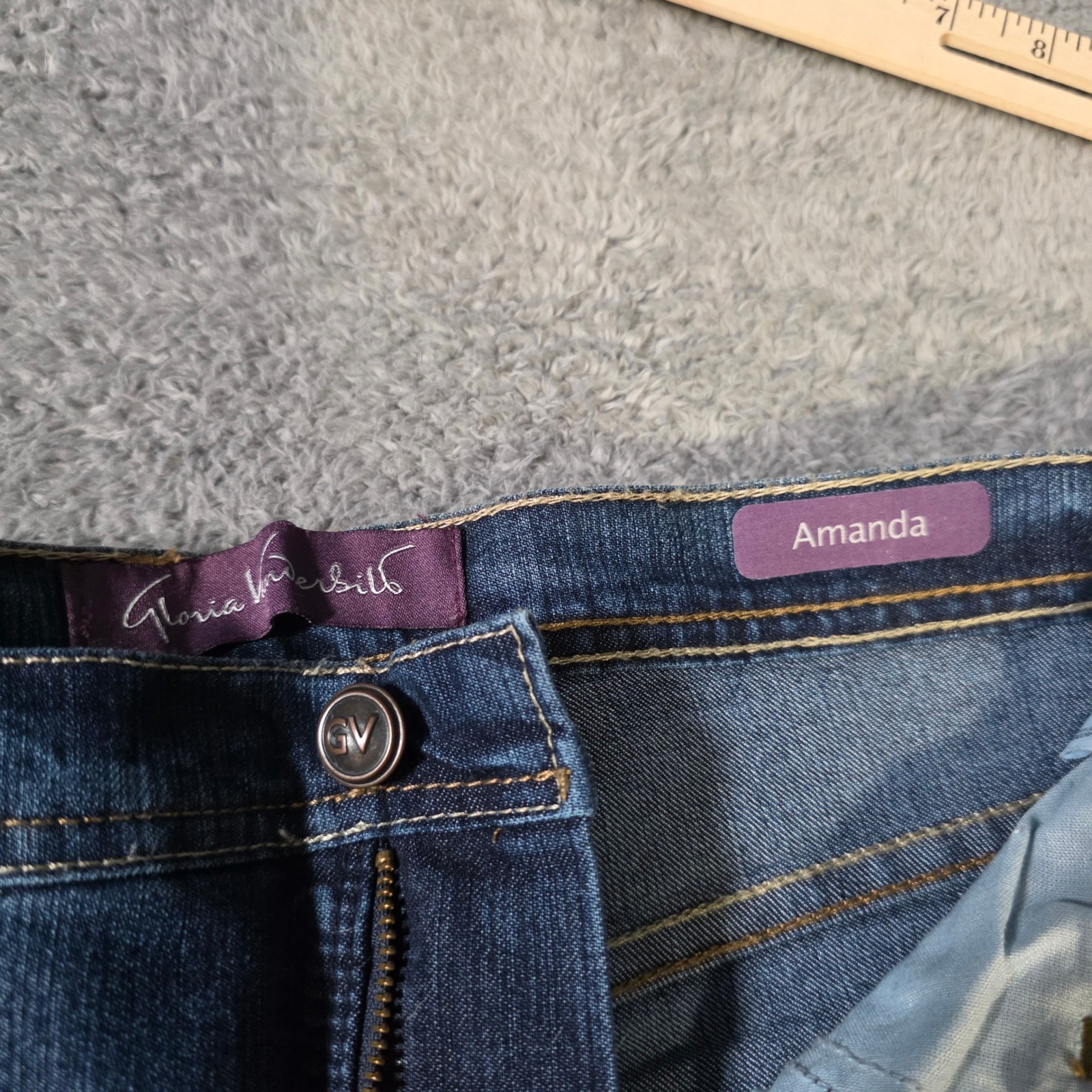 Gloria Vanderbilt Womens 12P Amanda Classic Fit Jeans Blue High Rise Tapered Leg