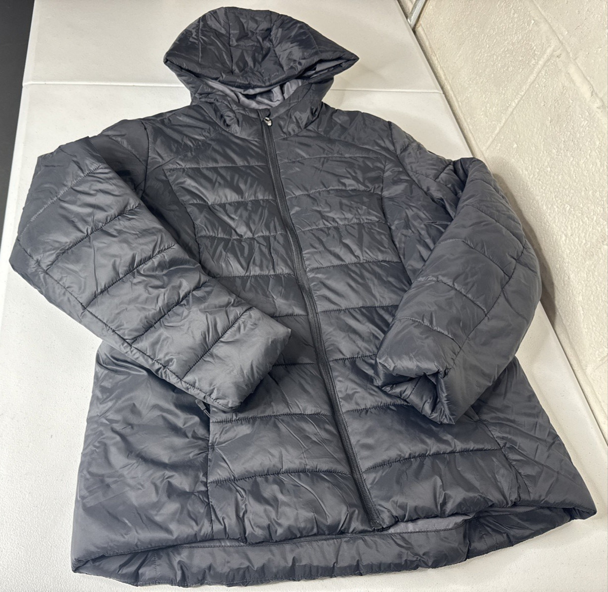 Women’s SPYDER Large Black Puffer Full Zip Hooded Nylon Polyester Jacket Coat