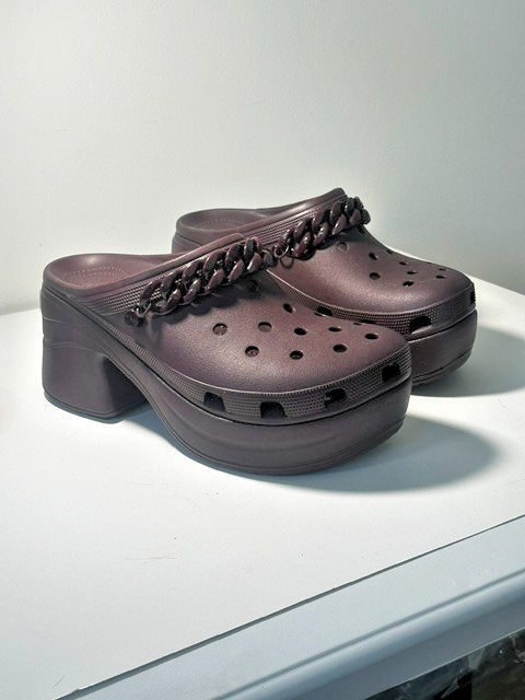 CROCS Siren Dark Cherry Chain Clog Heel W 15 M 13 Comfort Platform Waterproof