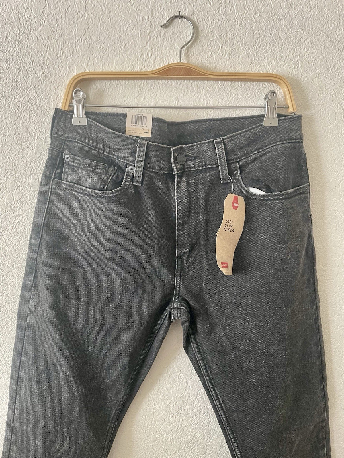 Levi’s Men’s Slim Taper Stretch Jeans Charcoal Wash Black Mid Rise Denim