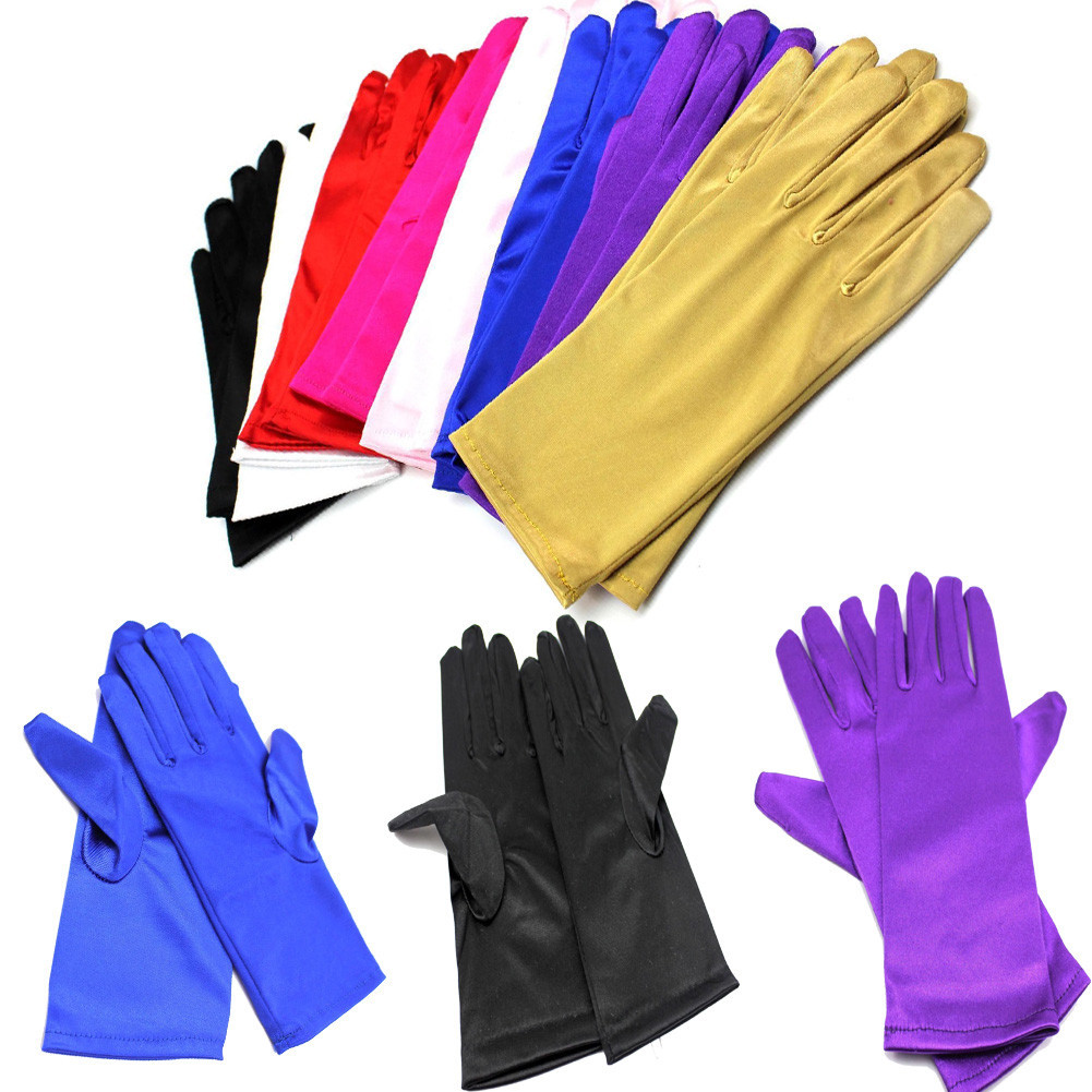 Women Short Wrist Gloves Smooth Satin Party Dress Prom Evening Wedding US SHIP