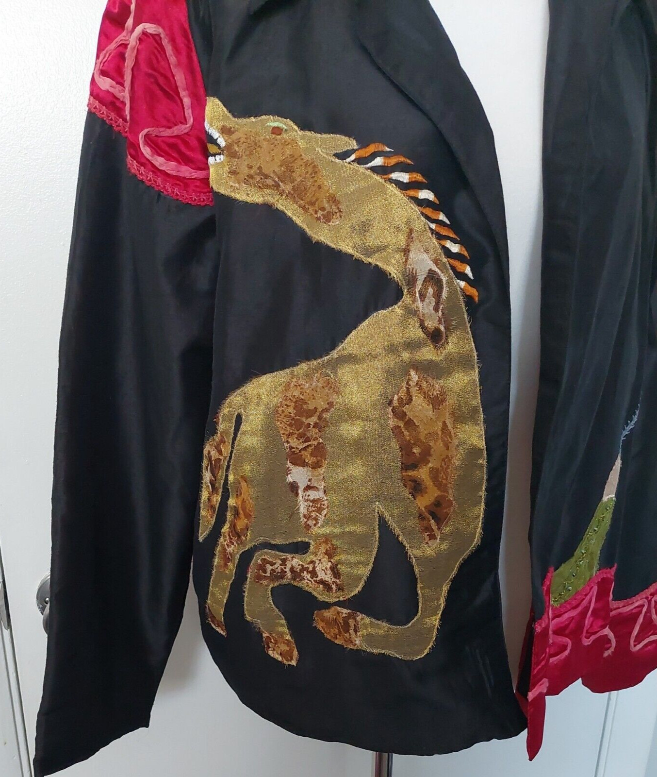 The Travel Collection Silk Jacket XL Art To Wear Animals Open No Closures Y2k