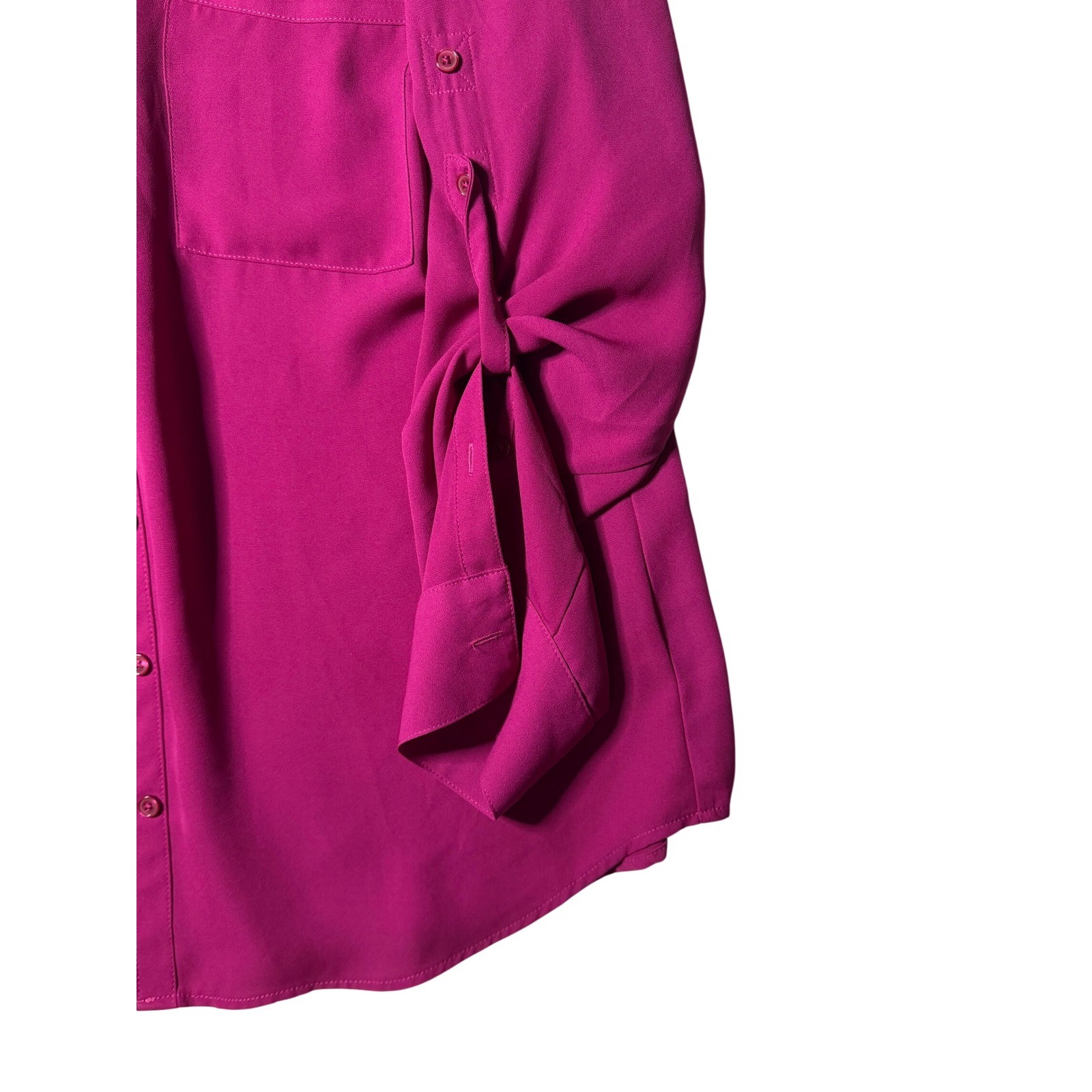 Express Magenta Pink Portofino Roll Tab Sleeve Button Down Blouse Large L