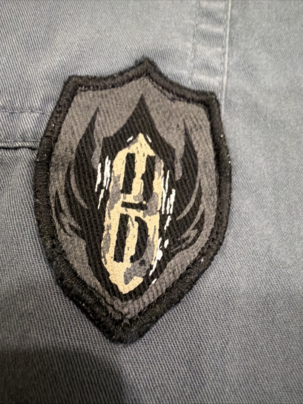 Harley Davidson Blue/grey Button Down Short Sleeve H-DMC Size XL Patch Work
