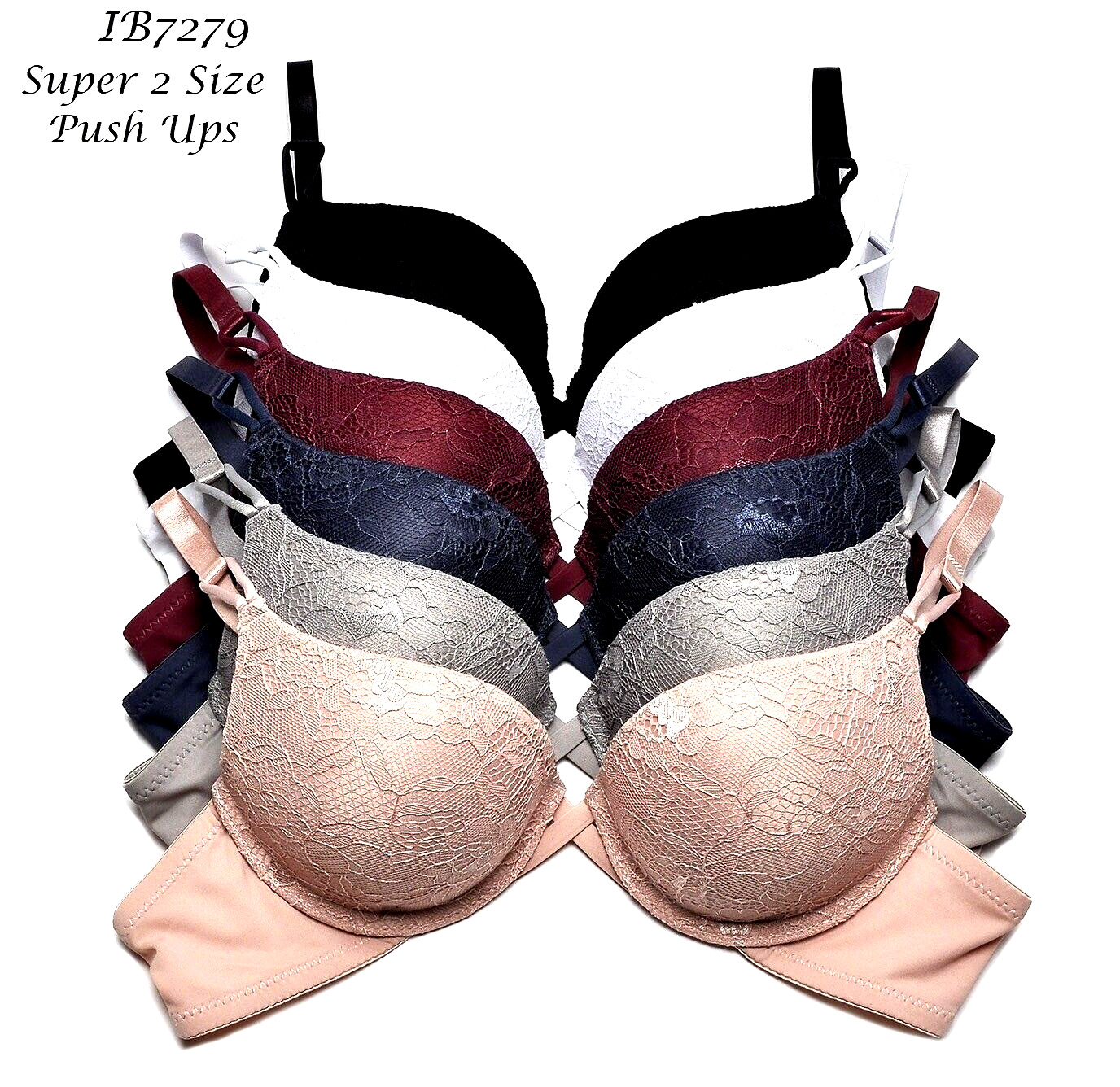 6 Pack Bras EXTREME DOUBLE PUSH UP Add 2 Cup Sizes Push Up Bra FREE RETURN 36C