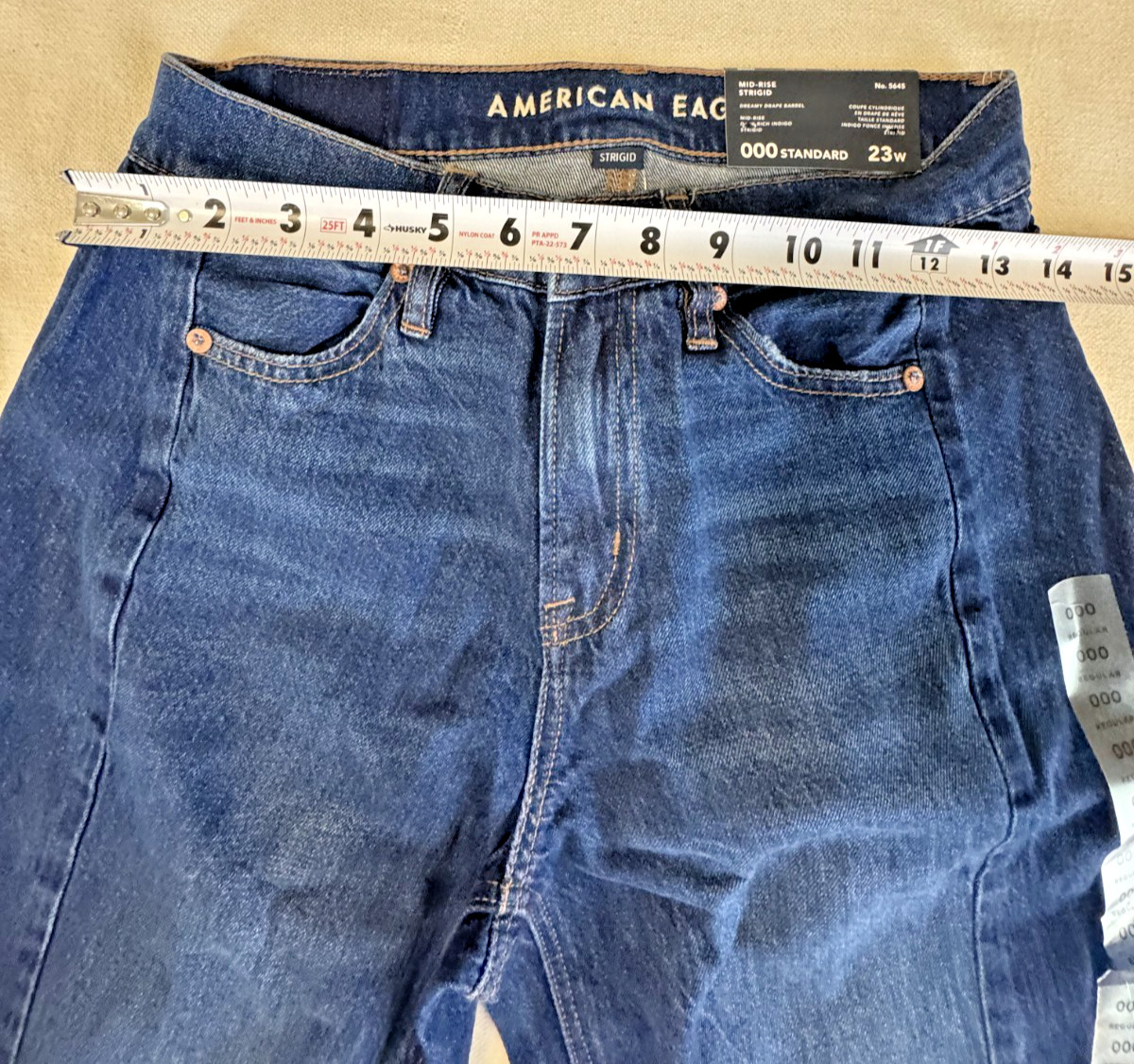 American Eagle Womens Dreamy Drape Barrel Mid Rise Blue Strigid Jeans NWT