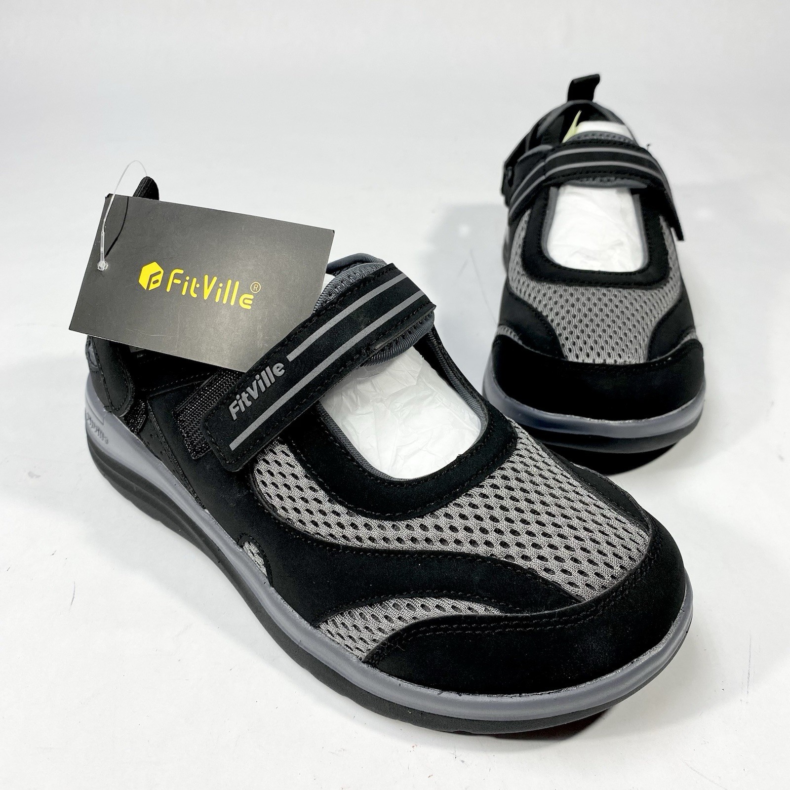 FitVille Women’s Extra Wide Diabetic Shoes Adjustable Casual Mary Jane 7EW