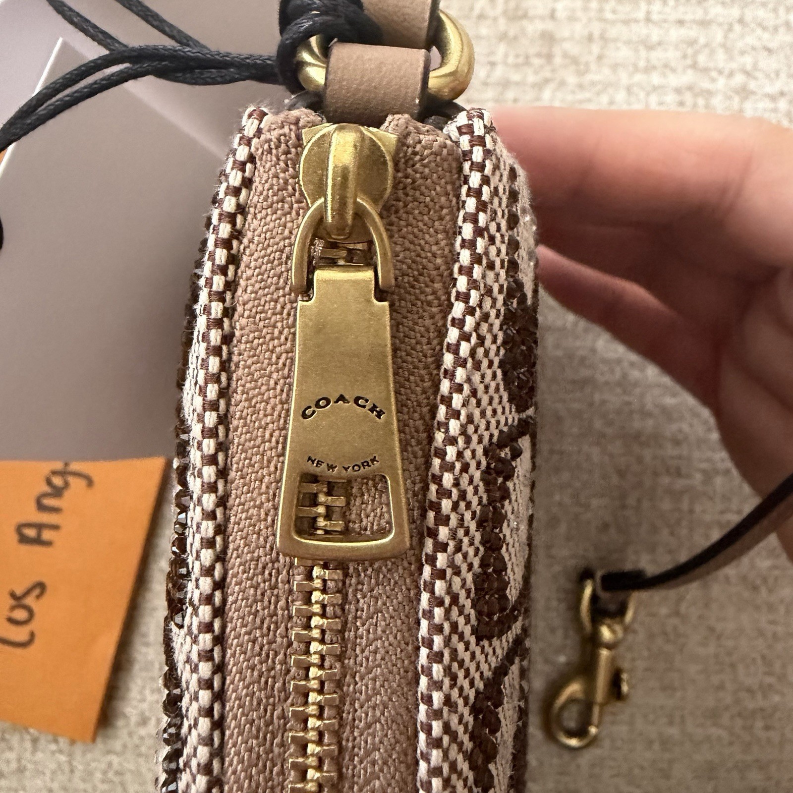 Coach Plaza Shoulder Bag Crystal Mushroom handbag with gold hardware