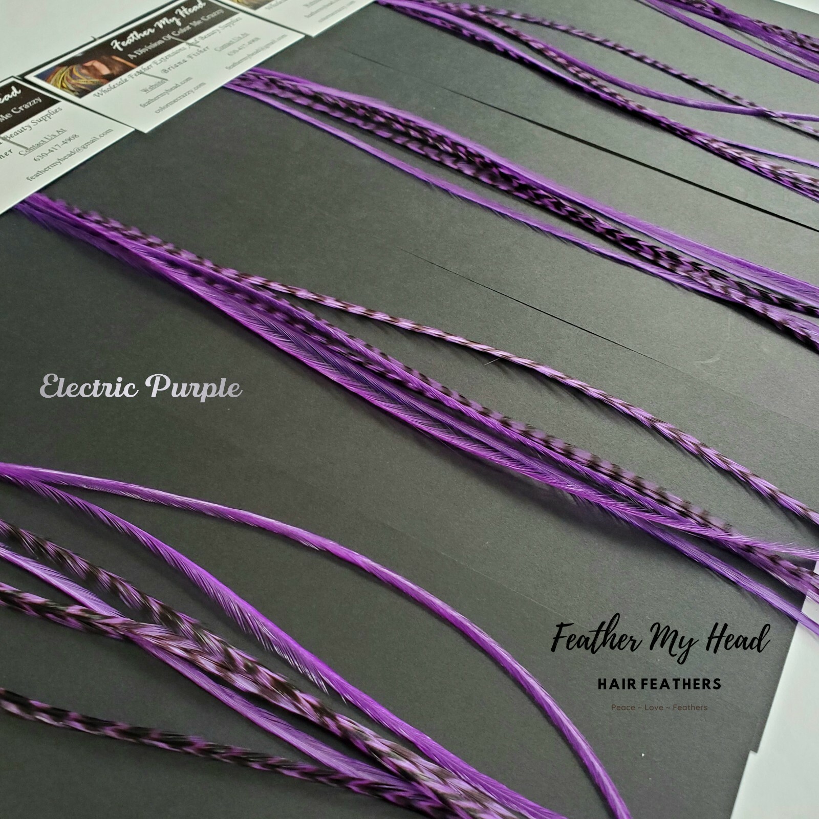 Feather Hair Extension Kit, (6) Long Hair Feathers – Electric Purple