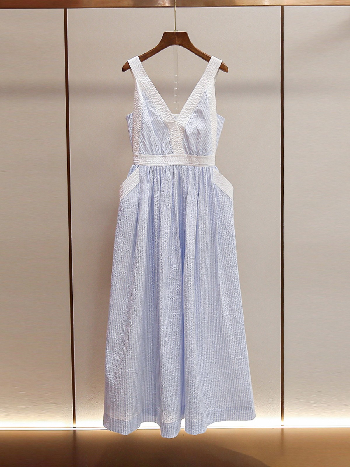 Sandro V Neck Tiered Linen Maxi Dress Bow Tie Back