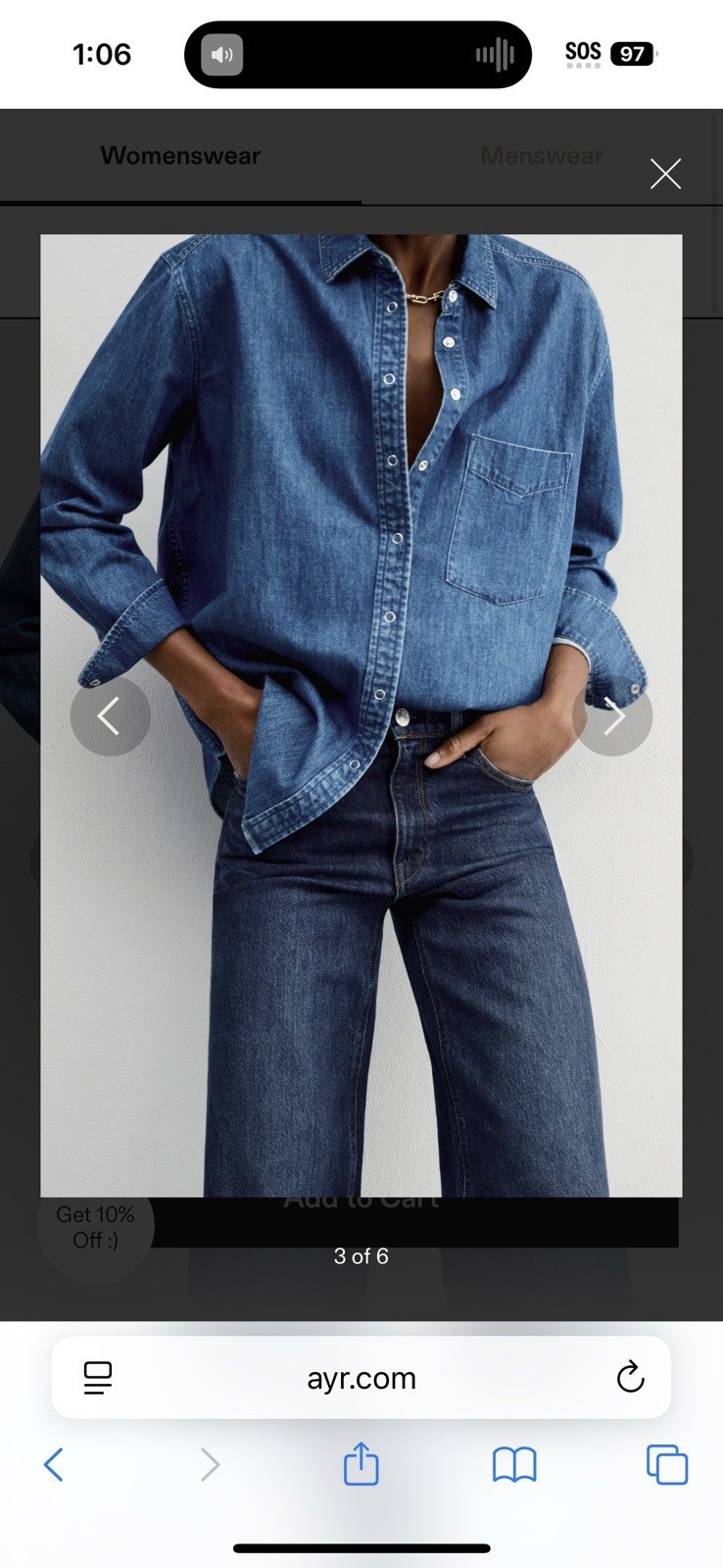 AYR The Deep End Oxford Button Down Shirt Women’s Size Small Deep Denim Blue