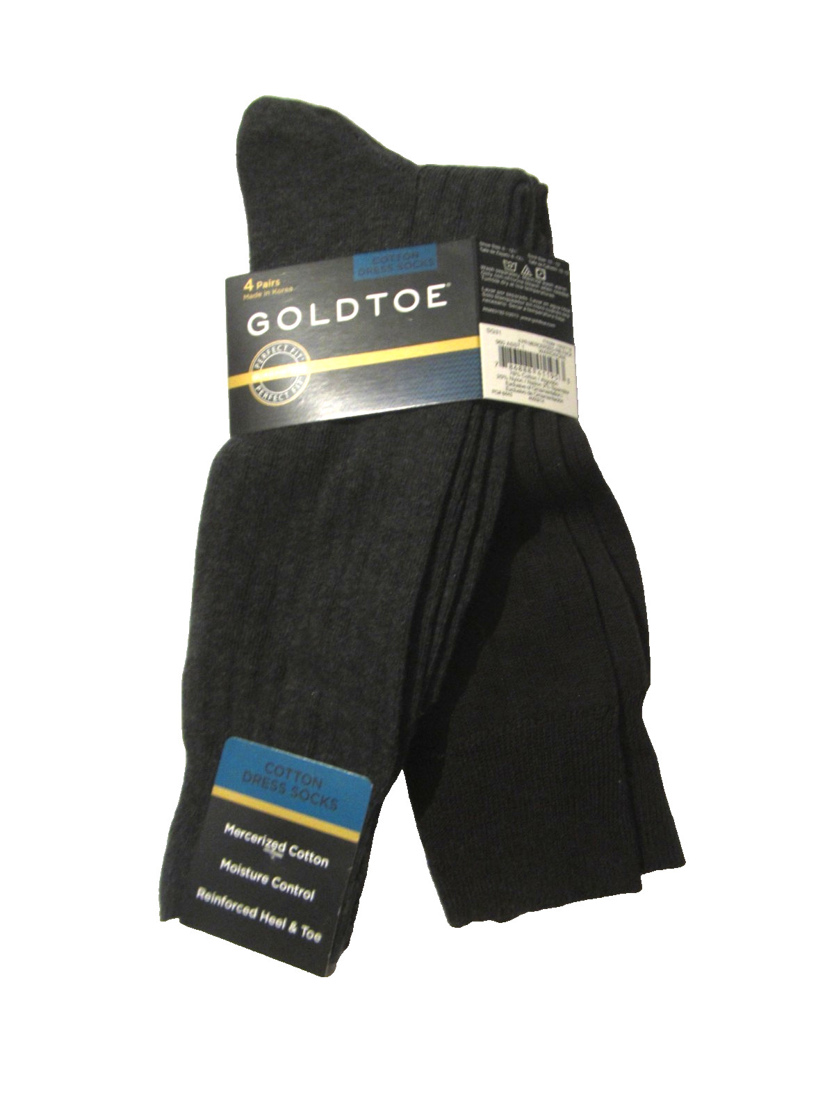 2 Pairs Gold Toe Cotton Dress Socks, Mens 10-13, Brown, Dark Gray, NEW with tags