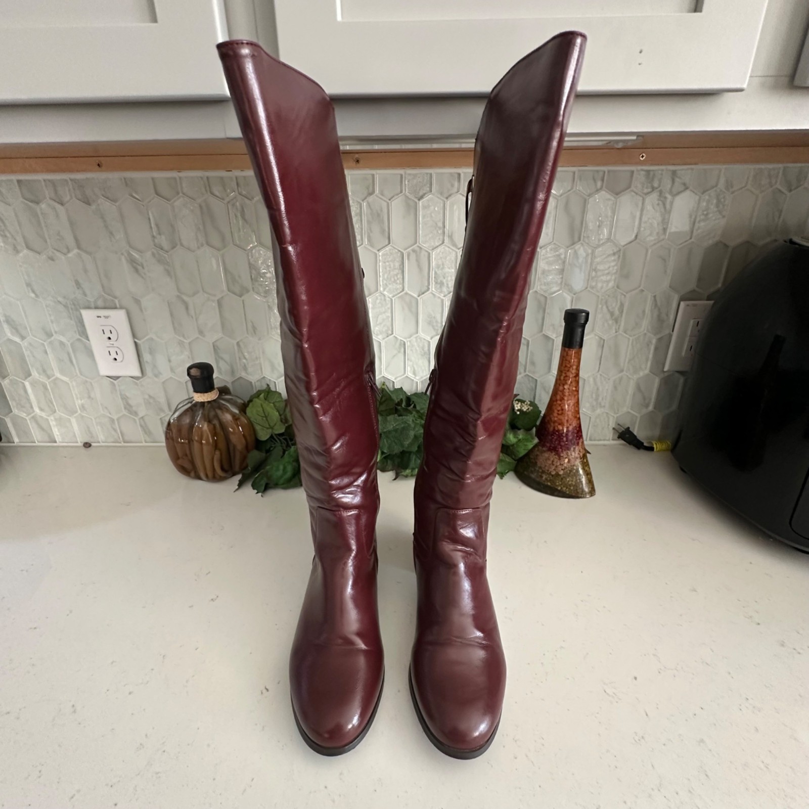 Boston Design Tall Wine Knee-High Boots 95M All Man Made Material