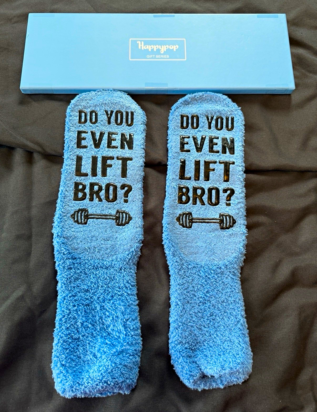 Happypop “Do You Even Lift Bro?” Men’s Novelty Socks Blue/Black One Size 1 Pair