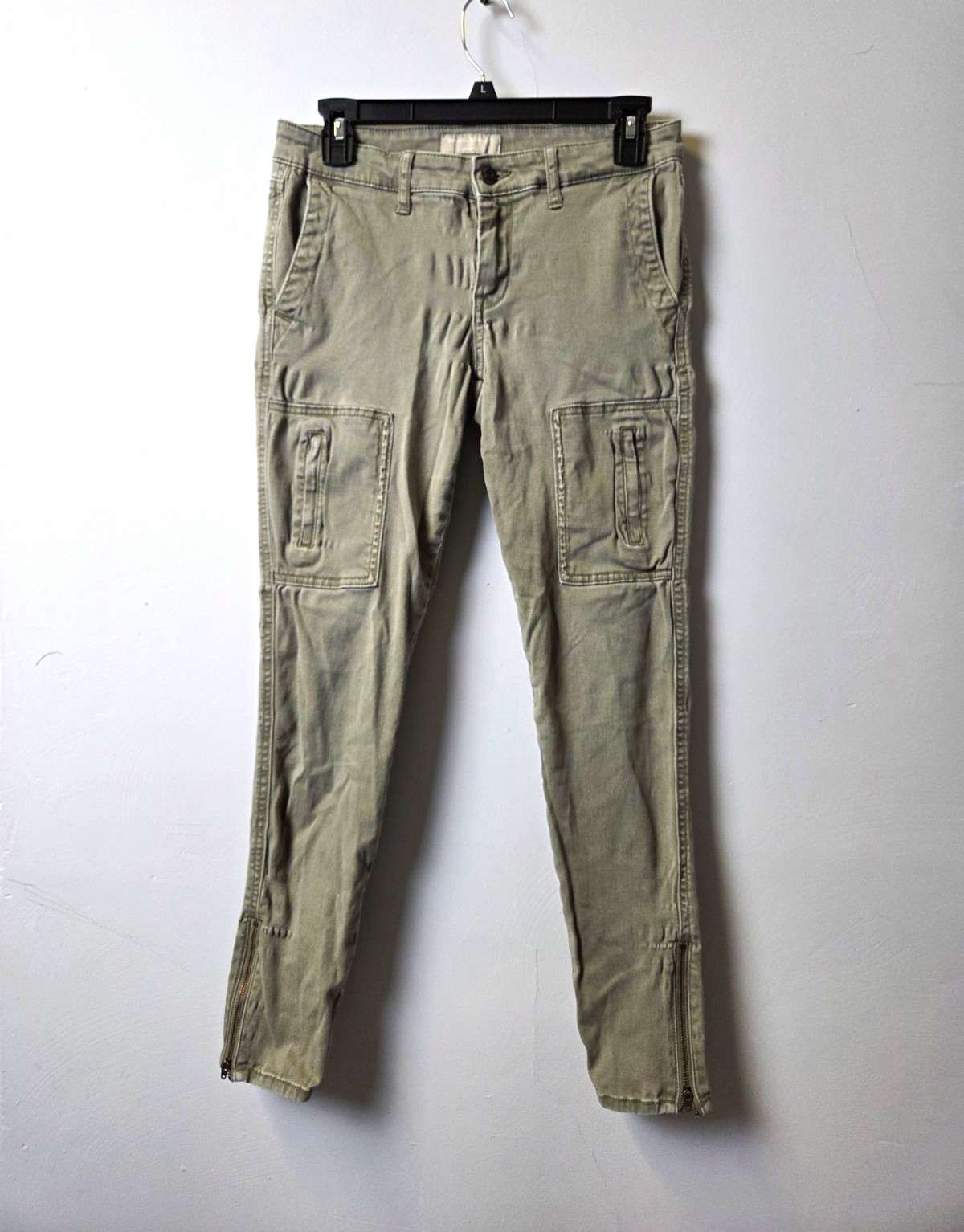 Banana Republic Men’s Skinny Fit Green Cargo Pants Size 4 Button Zip Twill