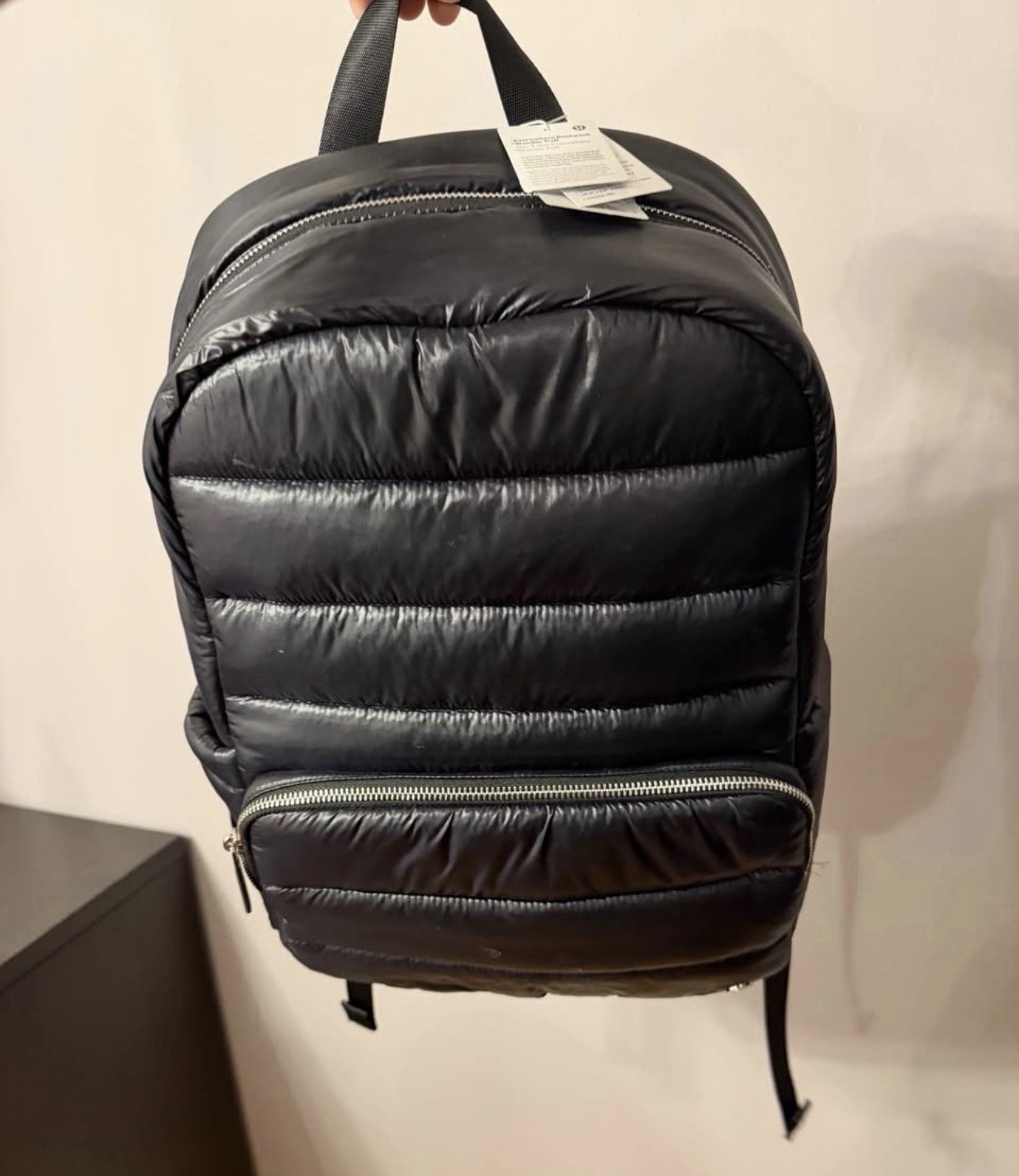 lululemon Everywhere Backpack 22L Wunder Puff Black Zip Adjustable Pockets NWT