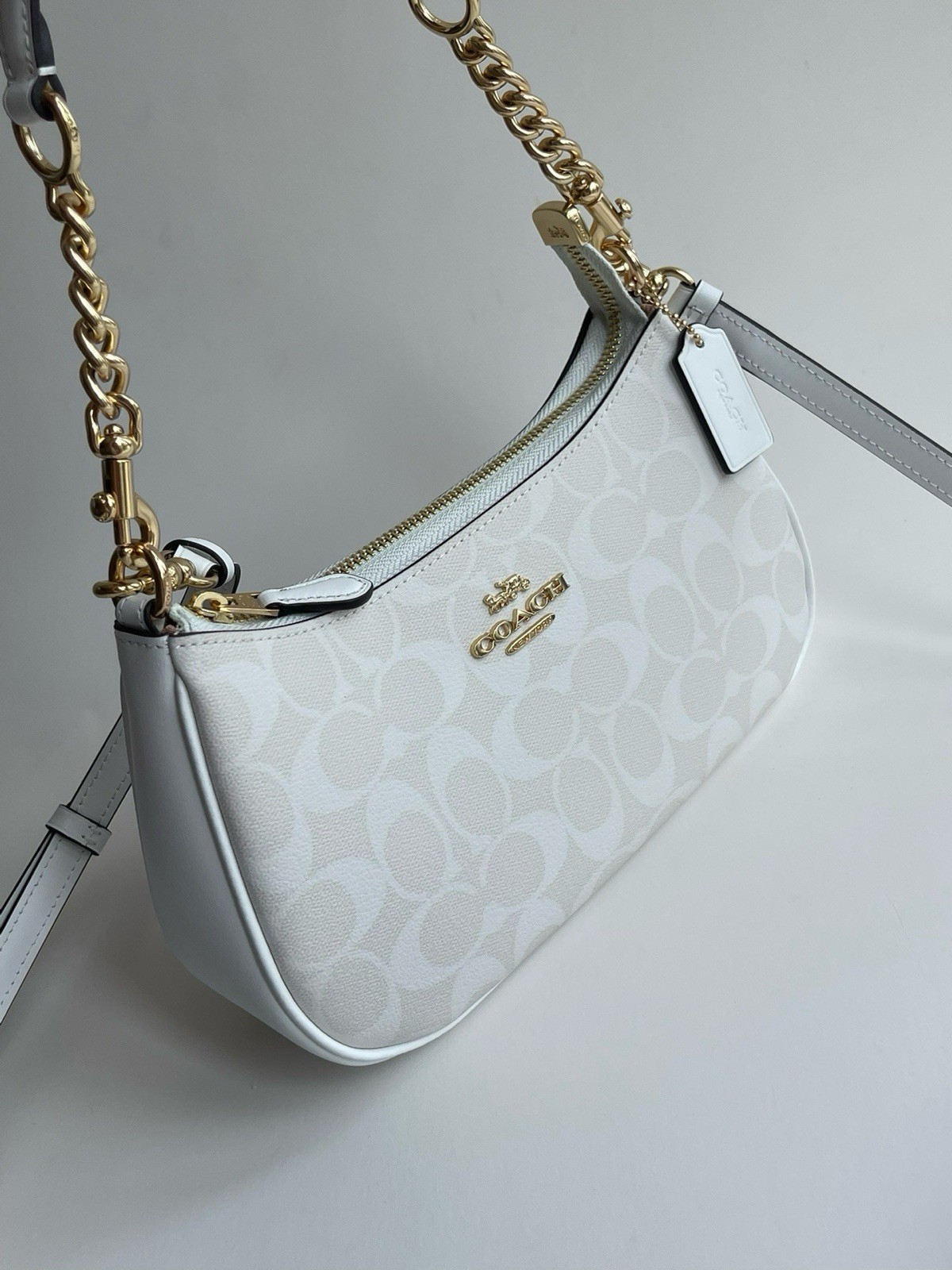 NEW COACH Teri 2Way Shoulder Bag Signature Coated Canvas White outlet CA548
