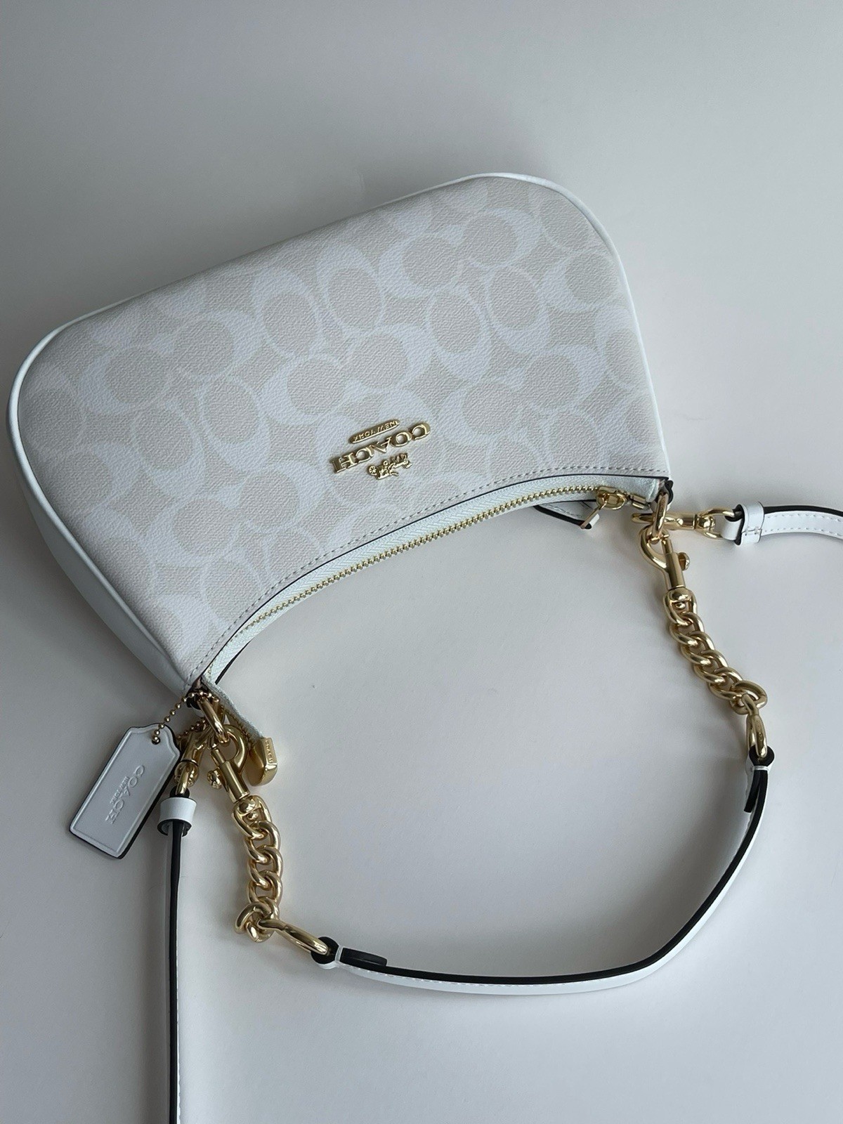 NEW COACH Teri 2Way Shoulder Bag Signature Coated Canvas White outlet CA548