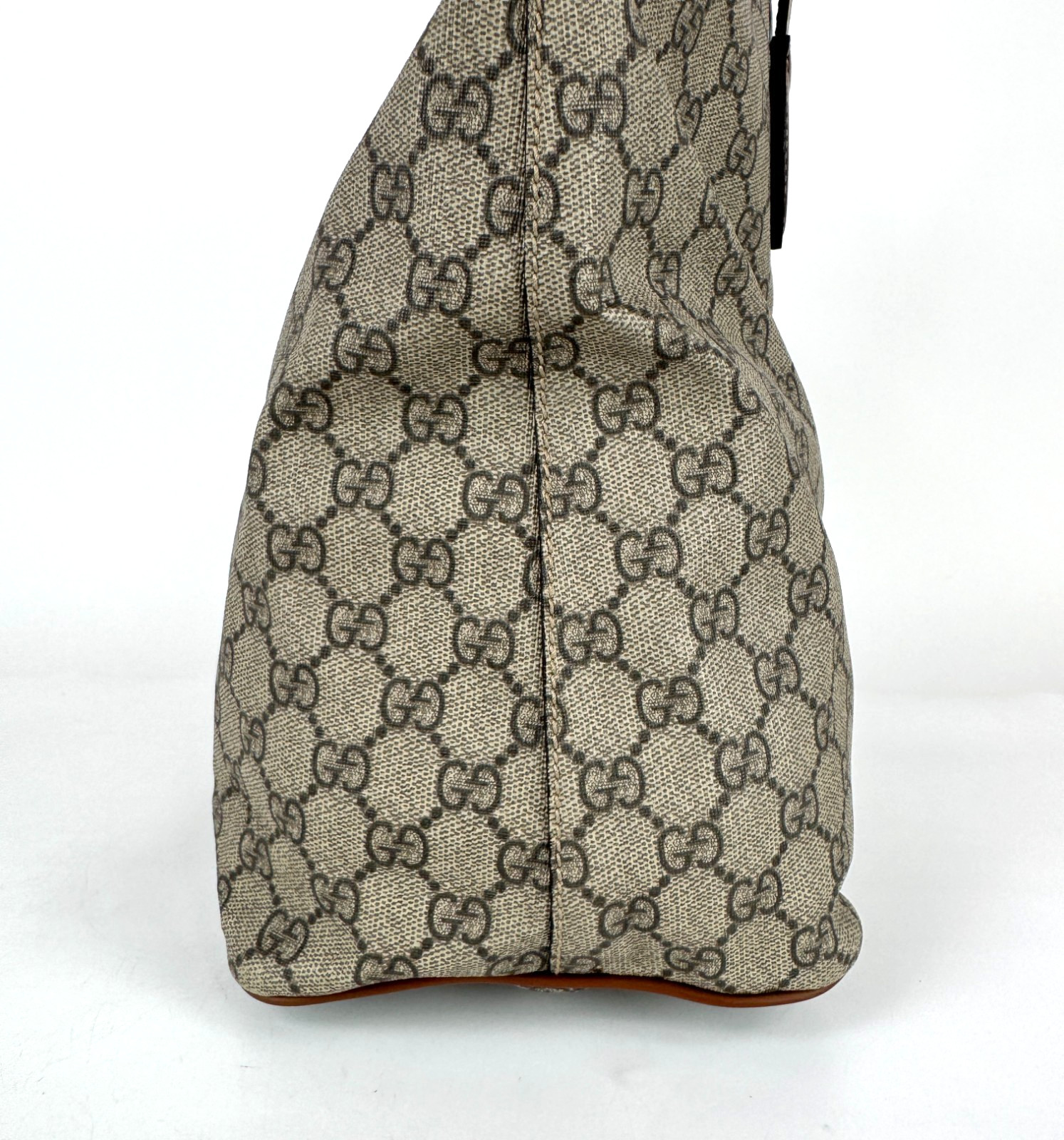 Gucci Auth Large GG Supreme Beige Brown Tote Bag Canvas Leather Monogram Runway