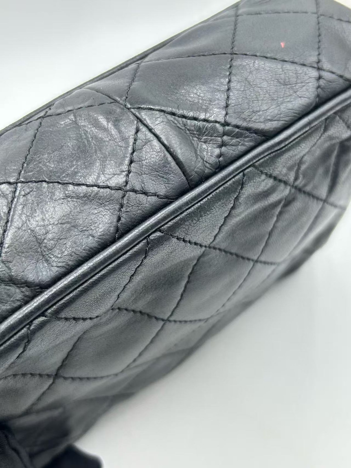 Chanel Crossbody Flap Bag Quilted Black Lambskin Leather France