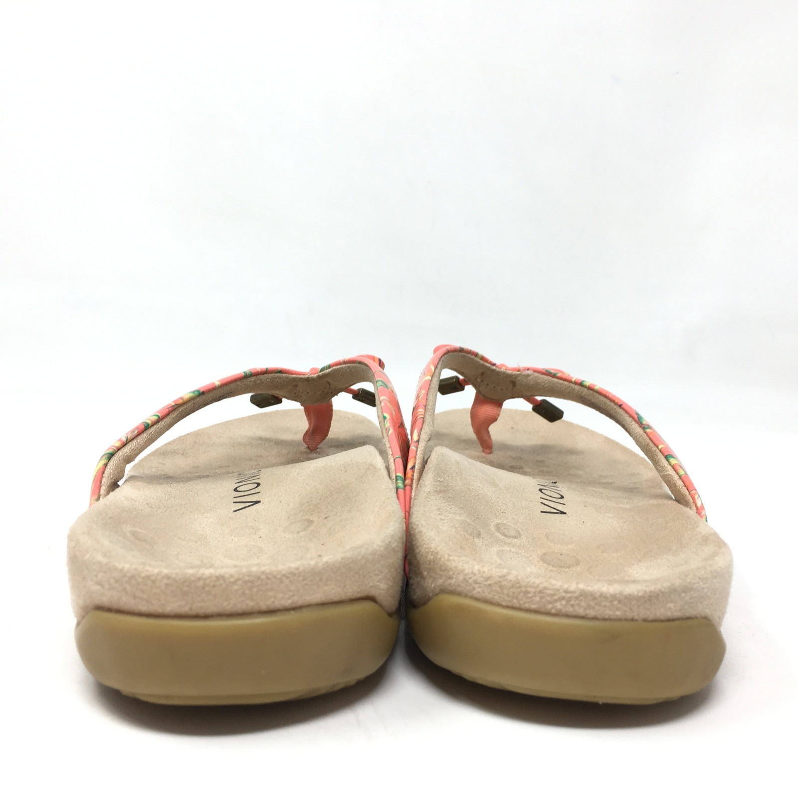 Vionic Bella II Flip Flops Sandals Shoes Womens Size 7 Pink Green Floral Ortho
