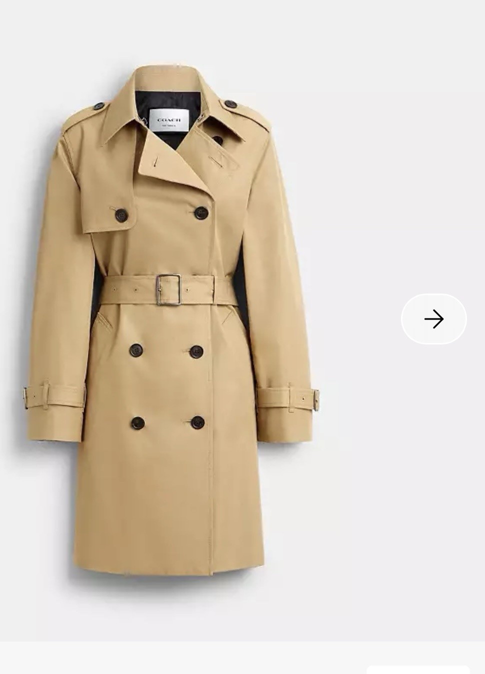 Coach The Trench Beige Double Breasted Lined Long Trench Coat Women’s L