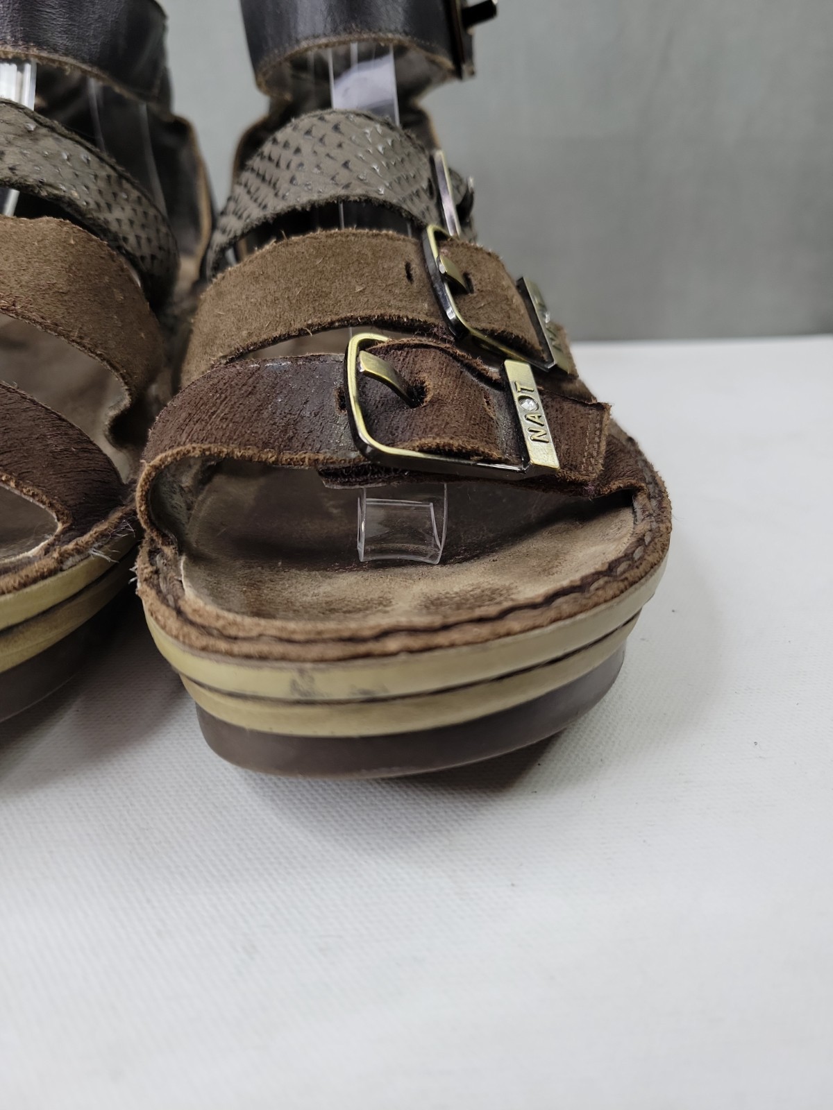Naot Begonia Gladiator Brown Leather Ankle Strap Comfort Sandals EU 40 US 9-9.5