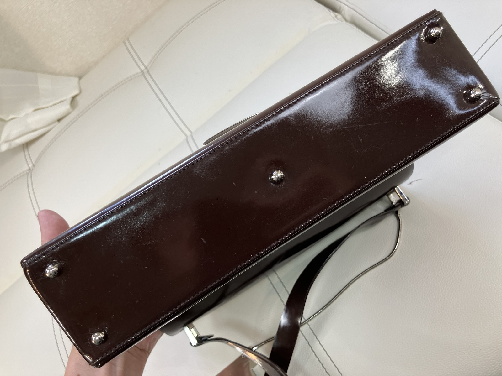 GUCCI Vintage Brown Patent Leather Shoulder Bag 001.3444.1746 Italy