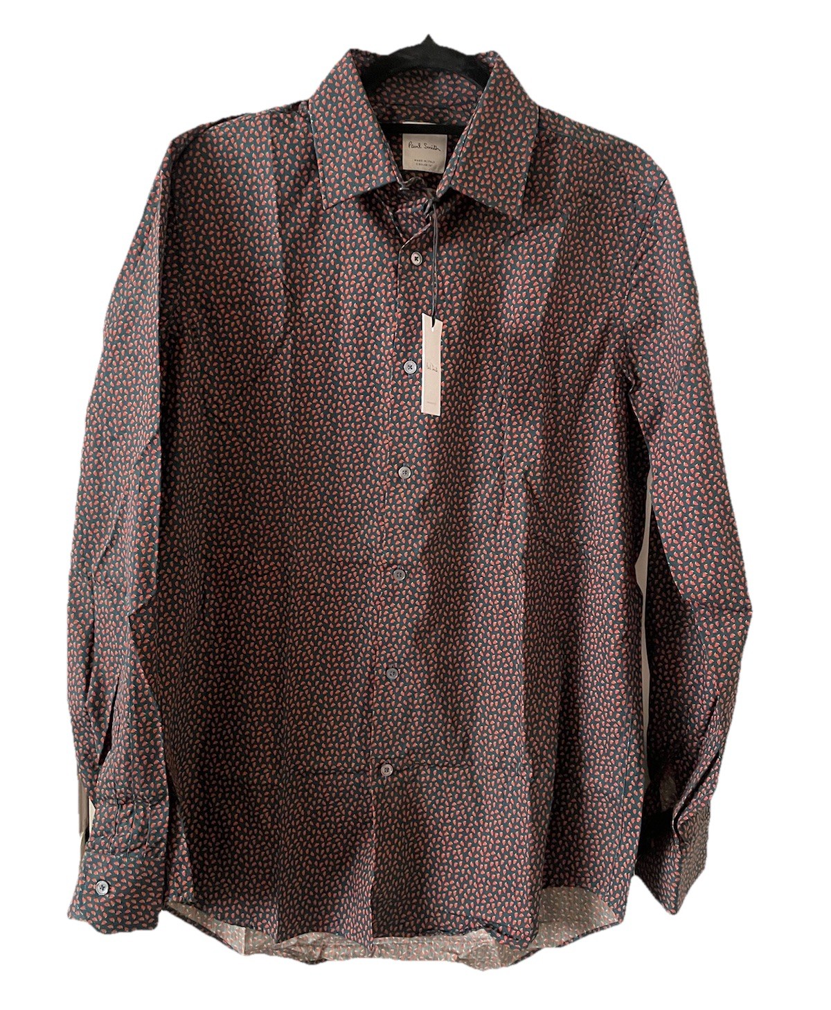 Paul Smith Button Up Shirt Men’s M (16”) Blue Strawberries Italy NWT Mayfair Fit